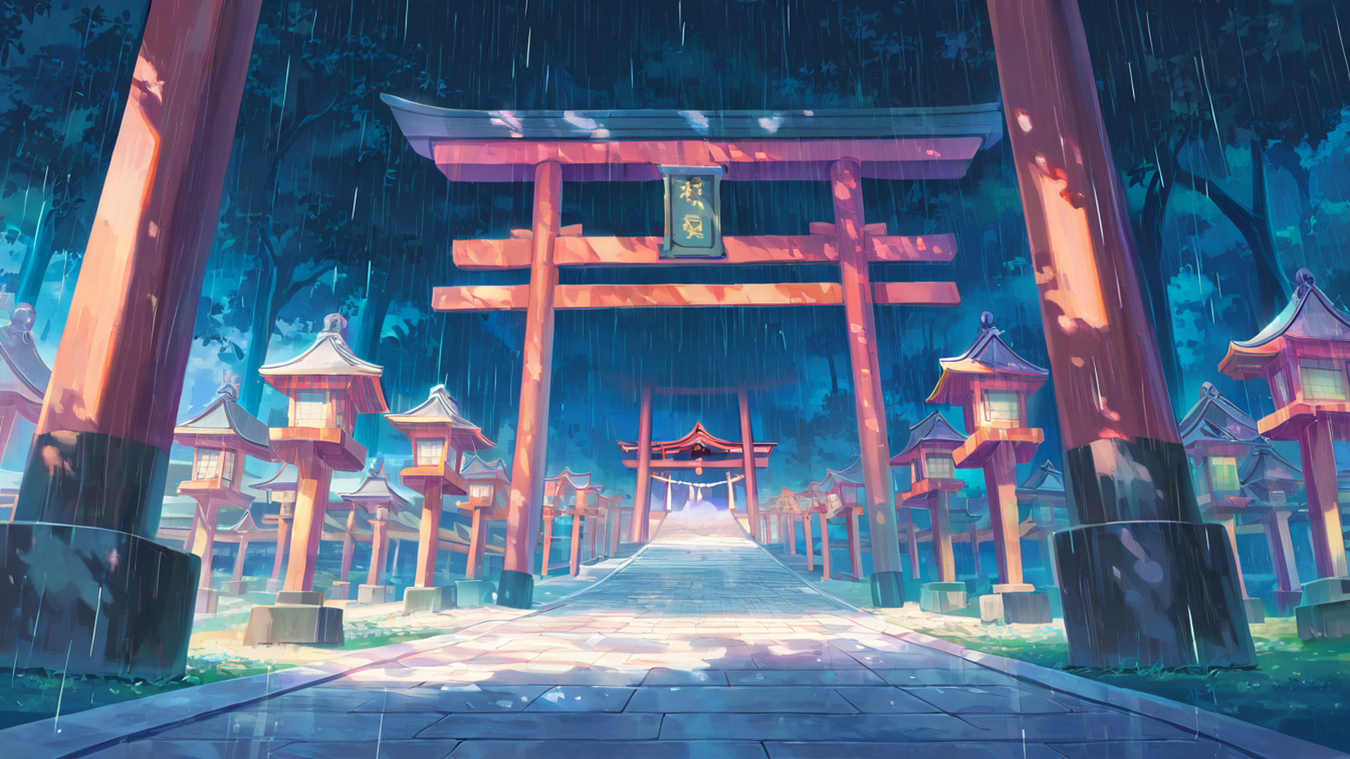 shrine torii lofi wallpaper