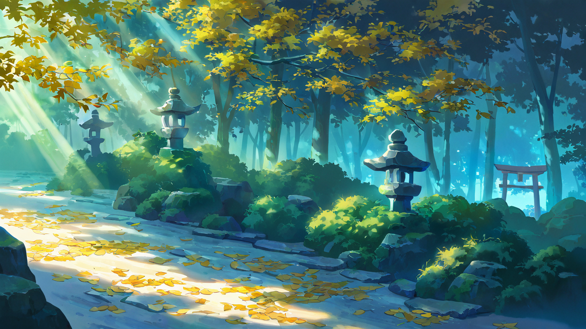 shrine torii lofi wallpaper