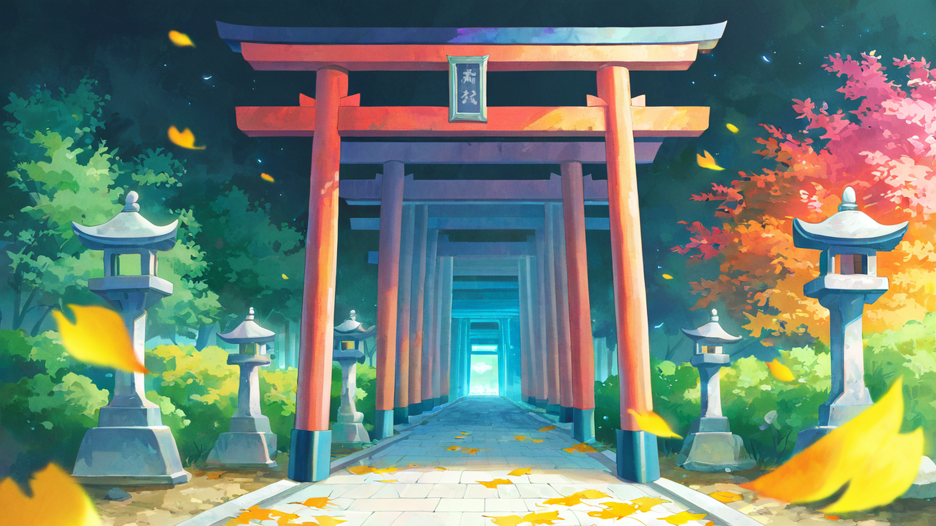 shrine torii lofi wallpaper