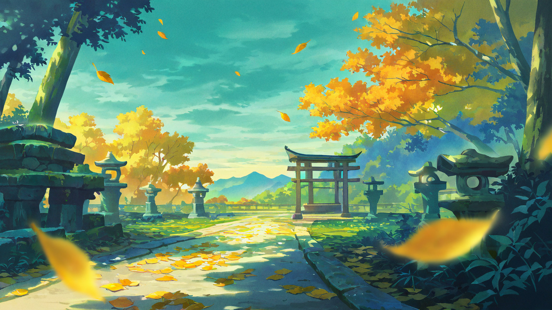 shrine torii lofi wallpaper