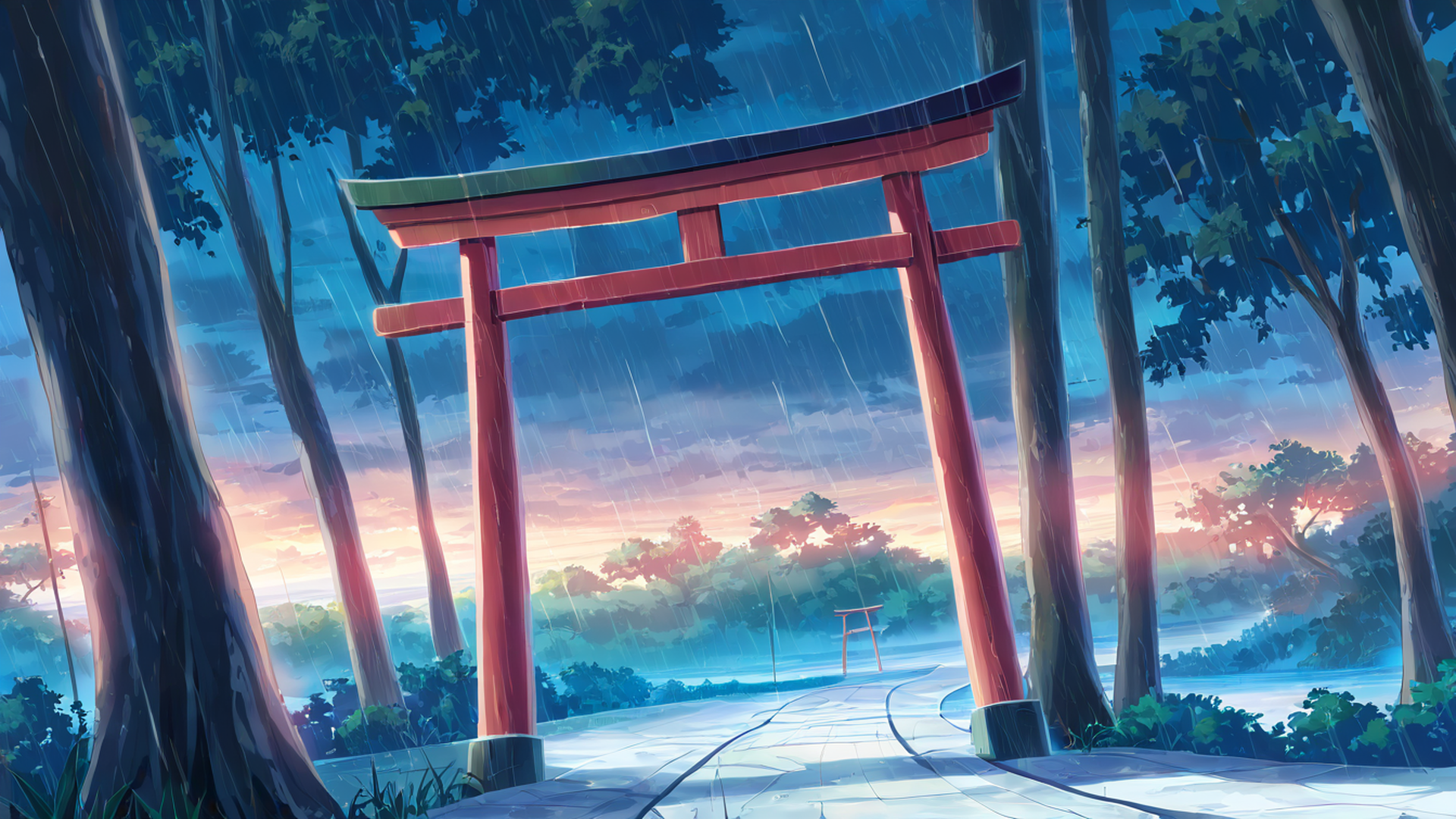 shrine torii lofi wallpaper