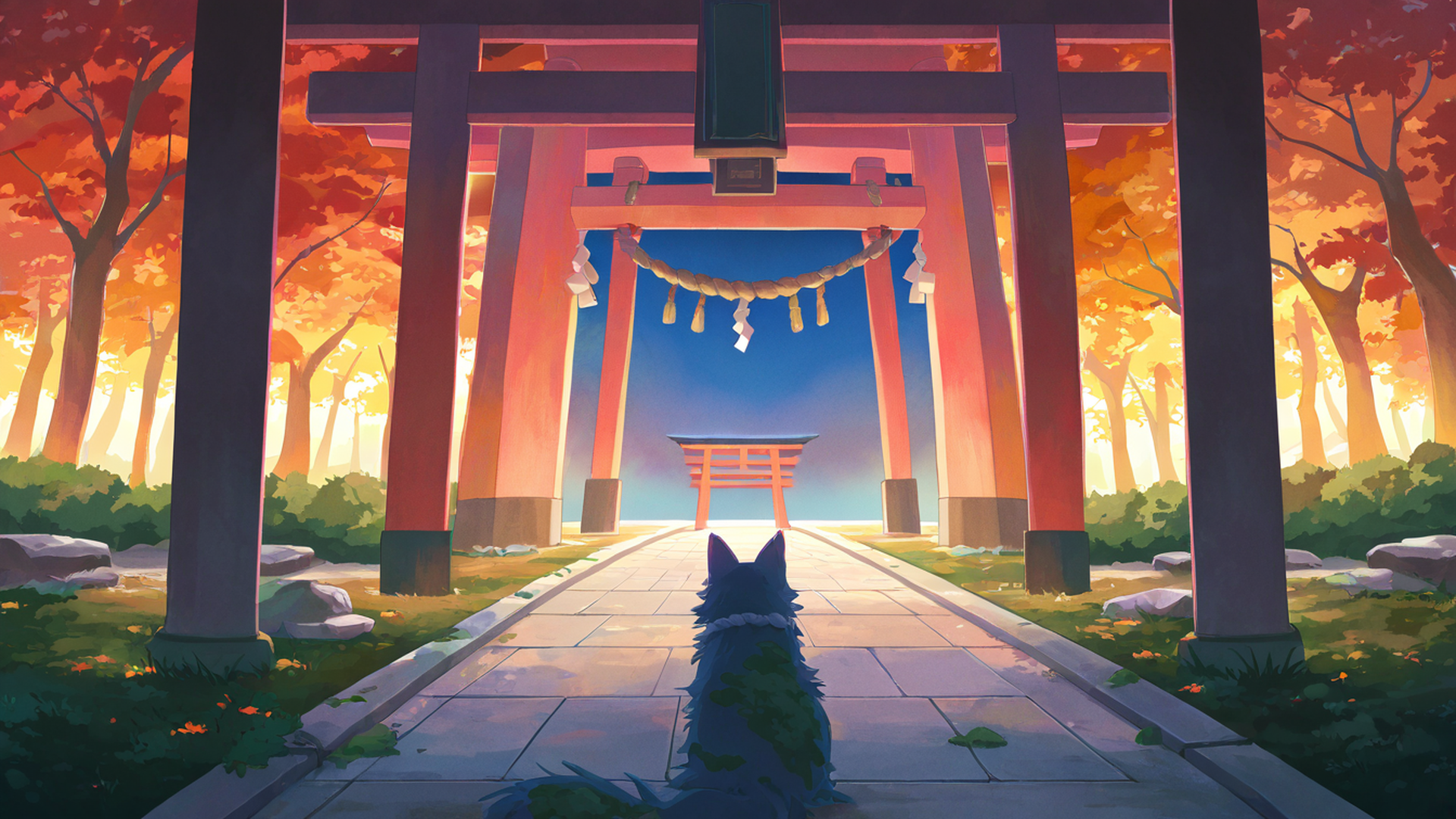 shrine torii lofi wallpaper