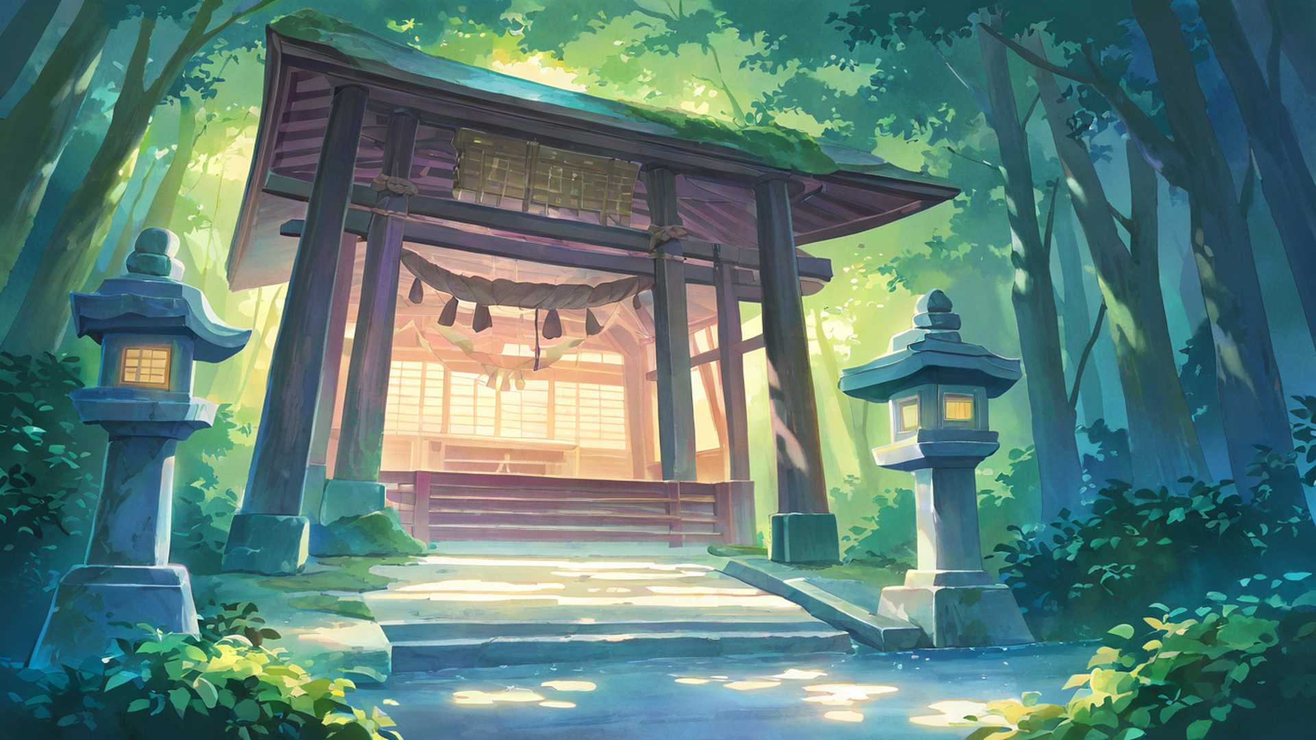 shrine torii lofi wallpaper