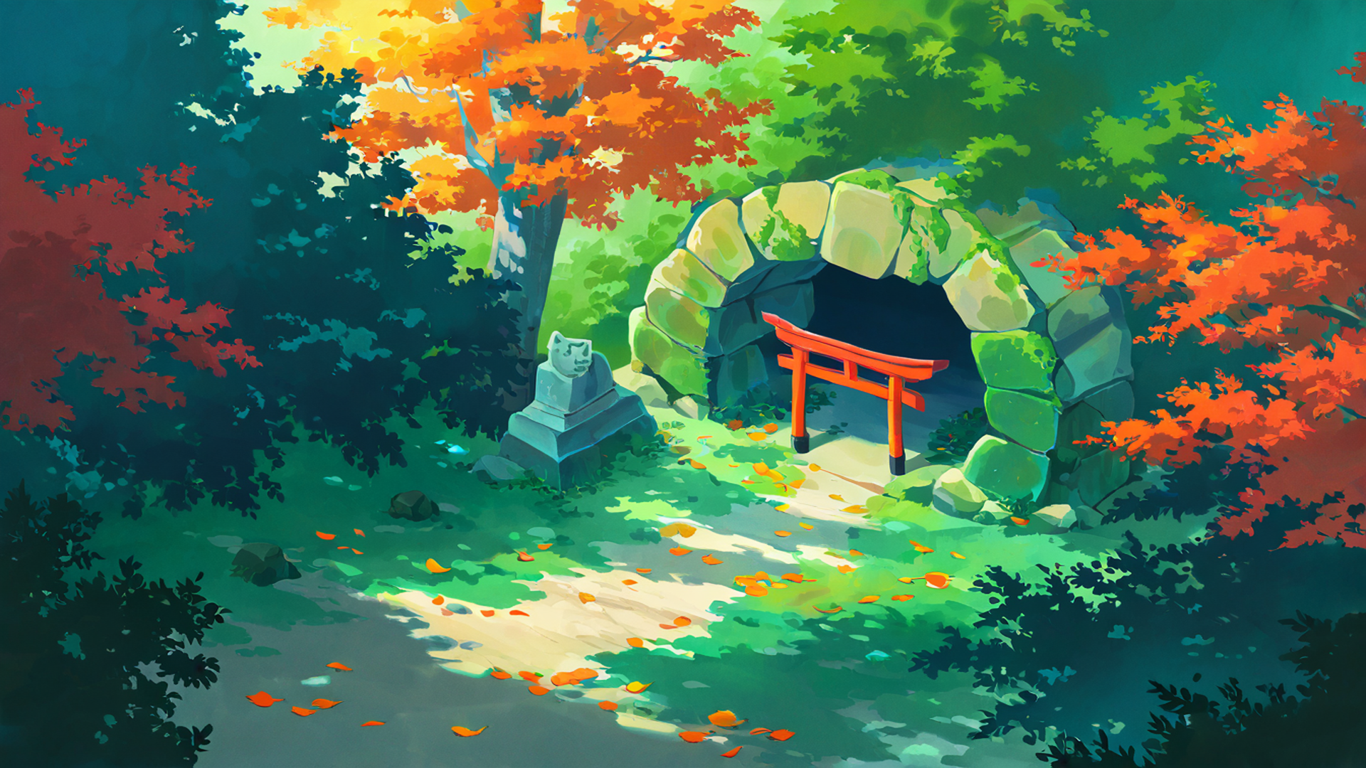shrine torii lofi wallpaper