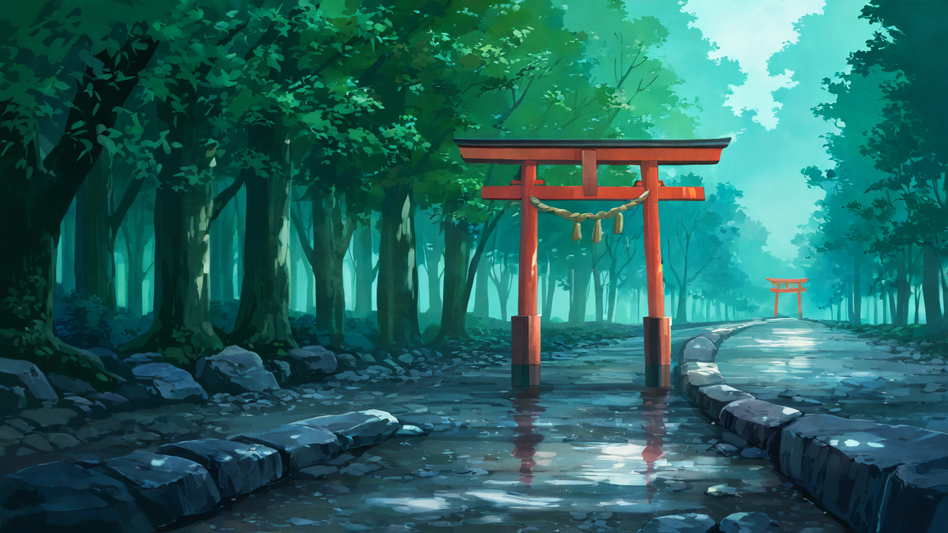 shrine torii lofi wallpaper