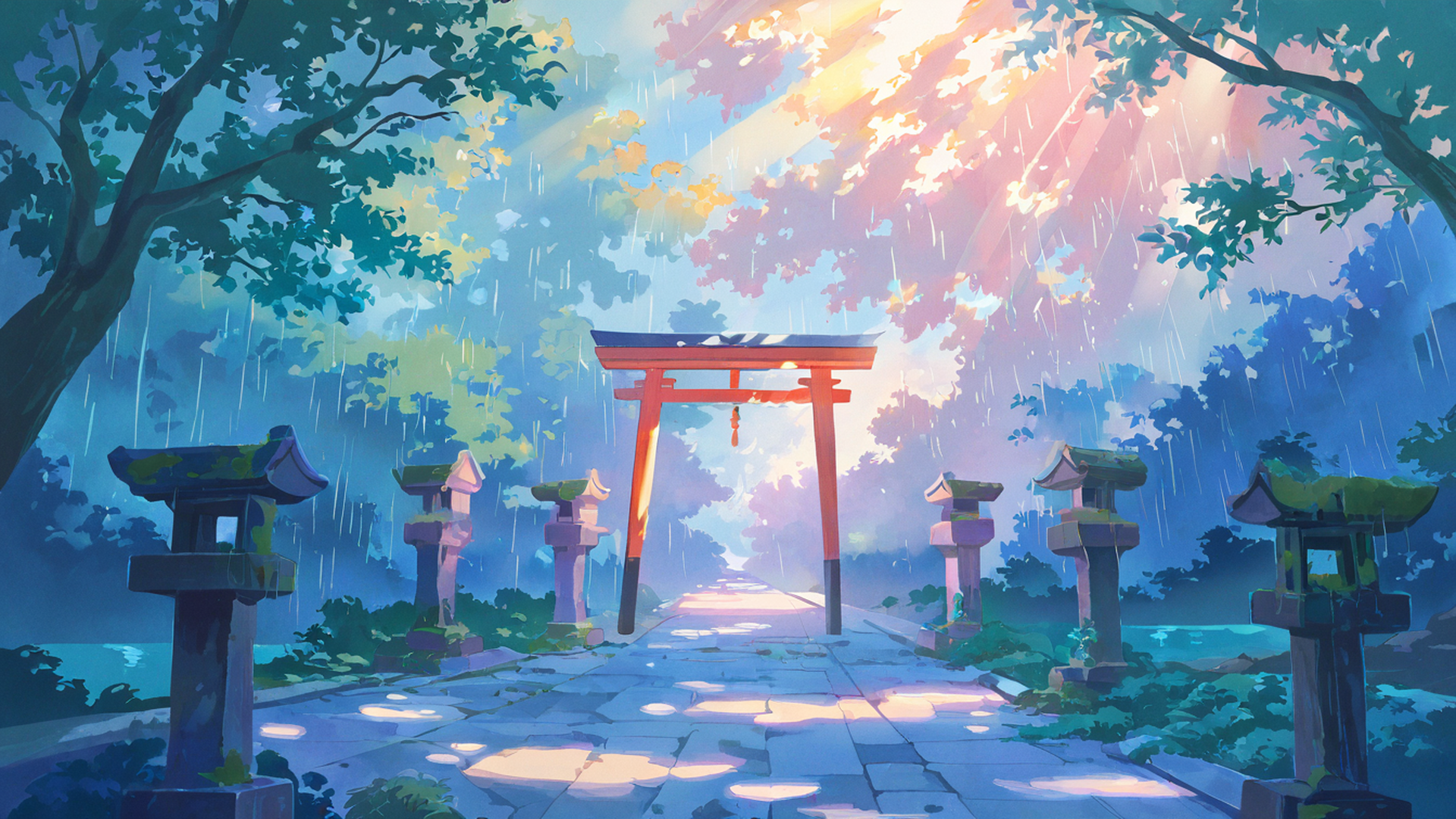 shrine torii lofi wallpaper