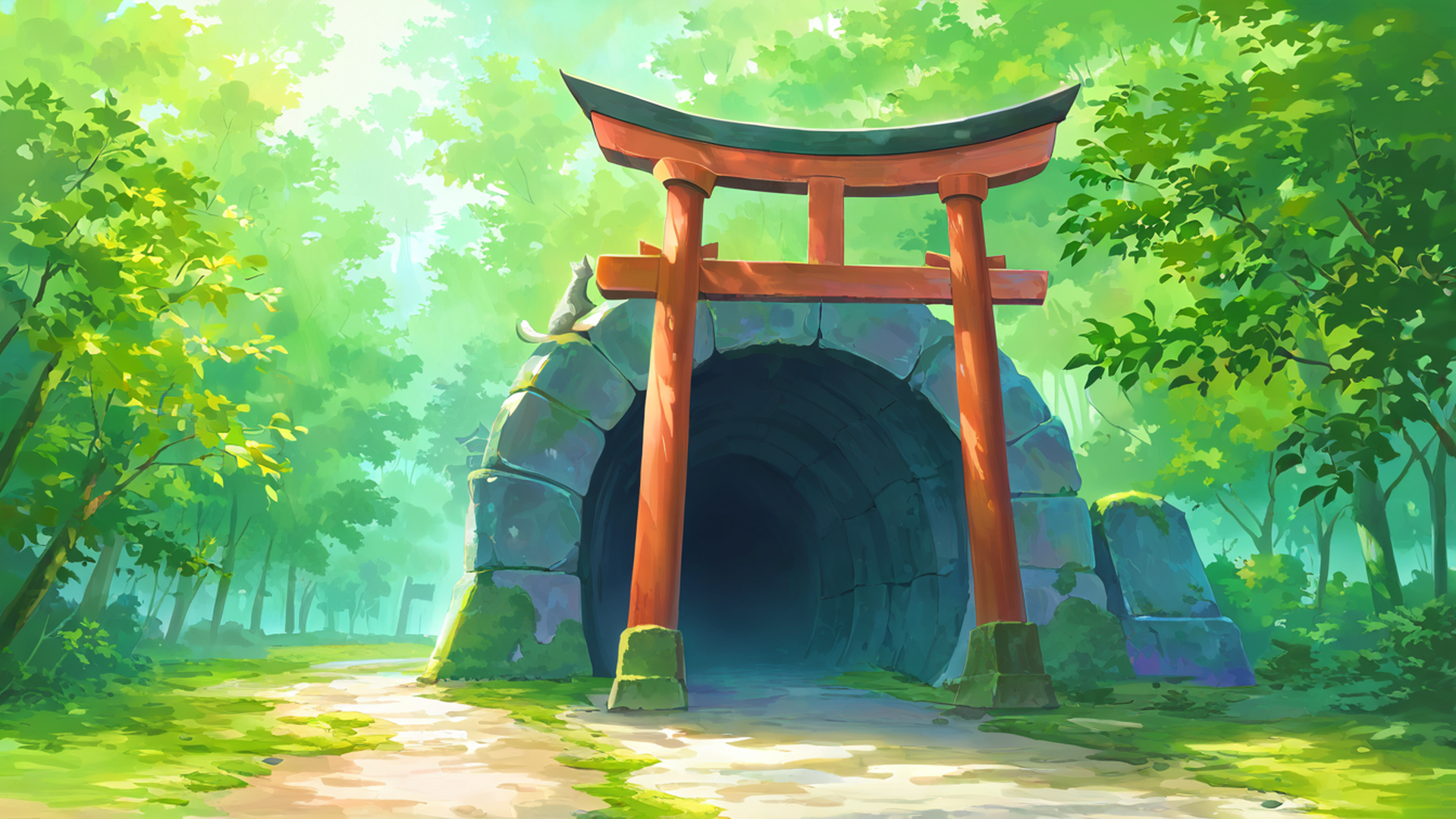 shrine torii lofi wallpaper