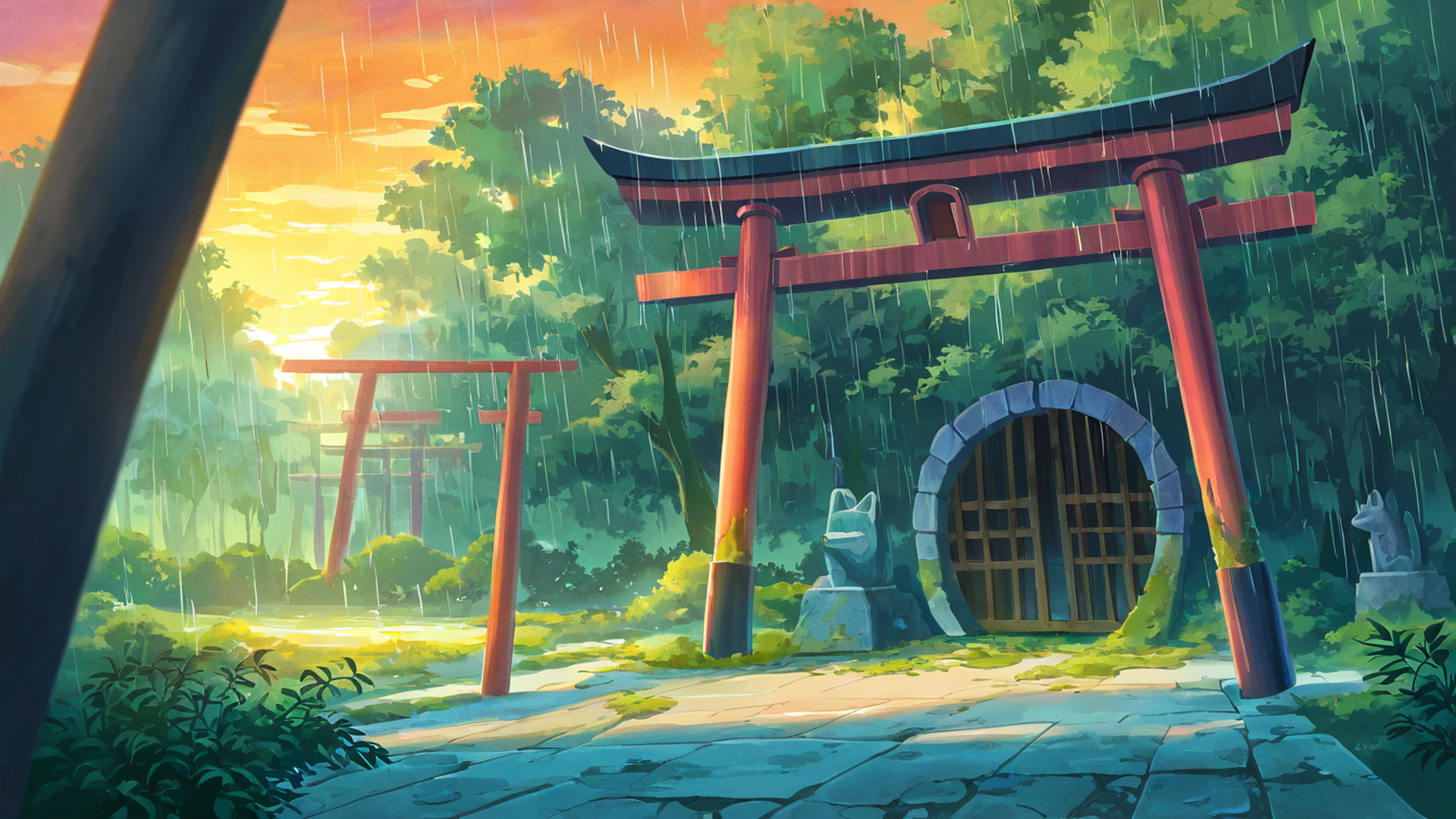 shrine torii lofi wallpaper