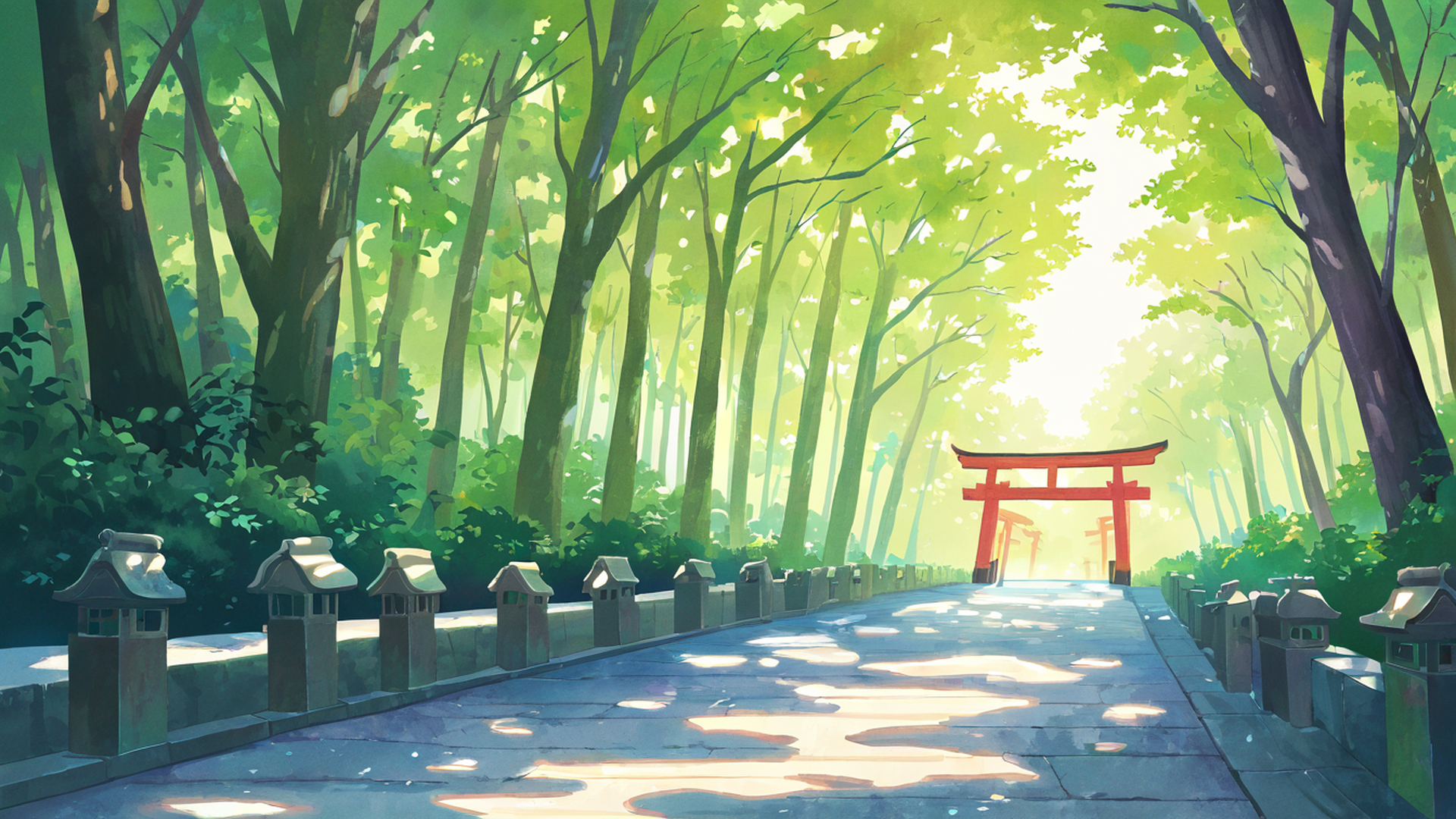 shrine torii lofi wallpaper