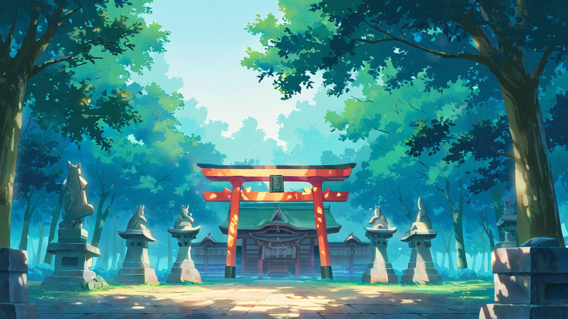 shrine torii lofi wallpaper
