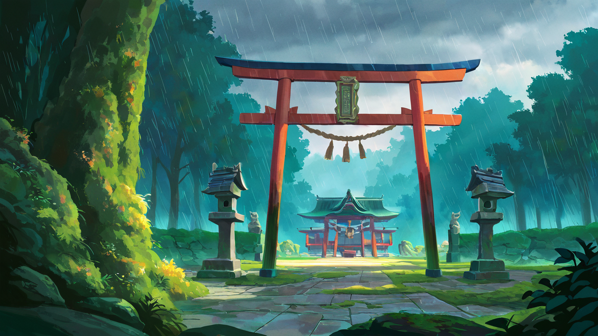 shrine torii lofi wallpaper