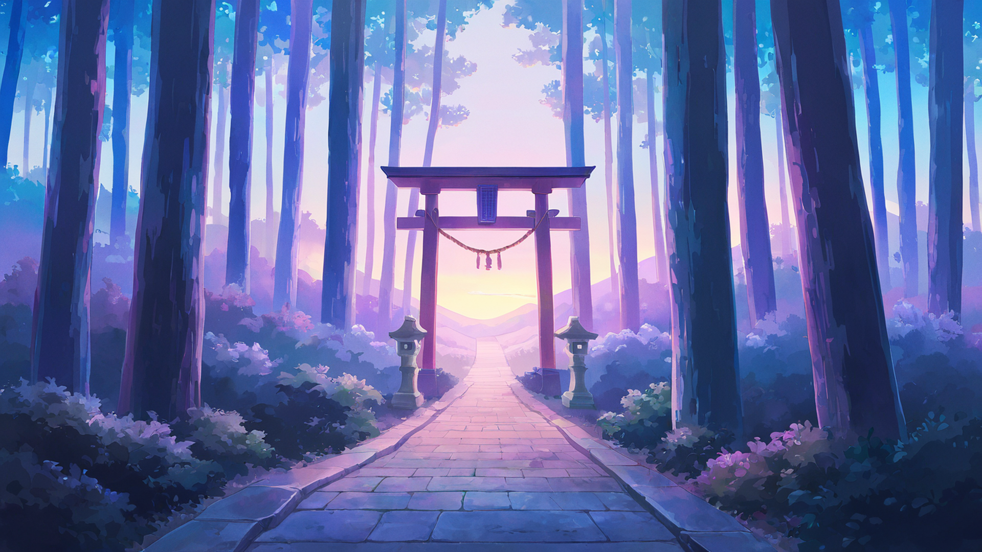 shrine torii lofi wallpaper