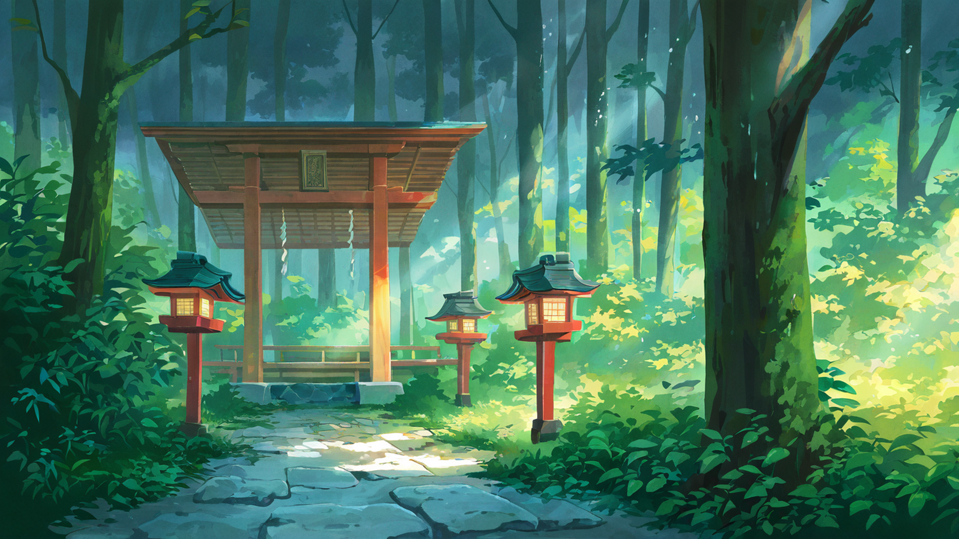 shrine torii lofi wallpaper
