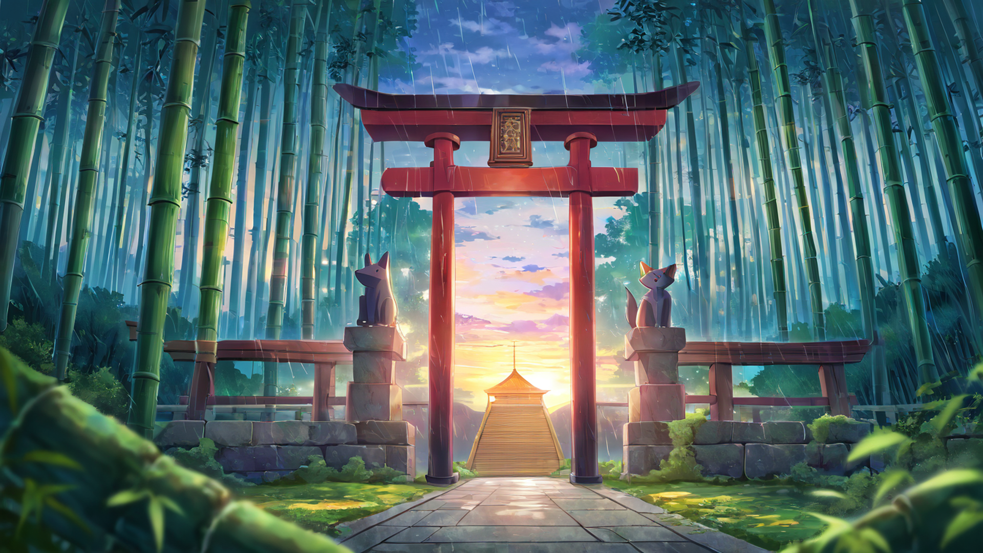 shrine torii lofi wallpaper