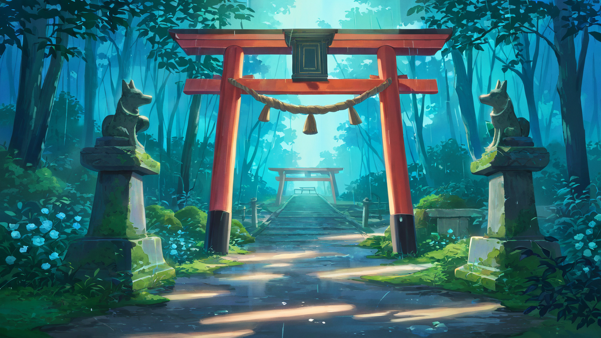 shrine torii lofi wallpaper
