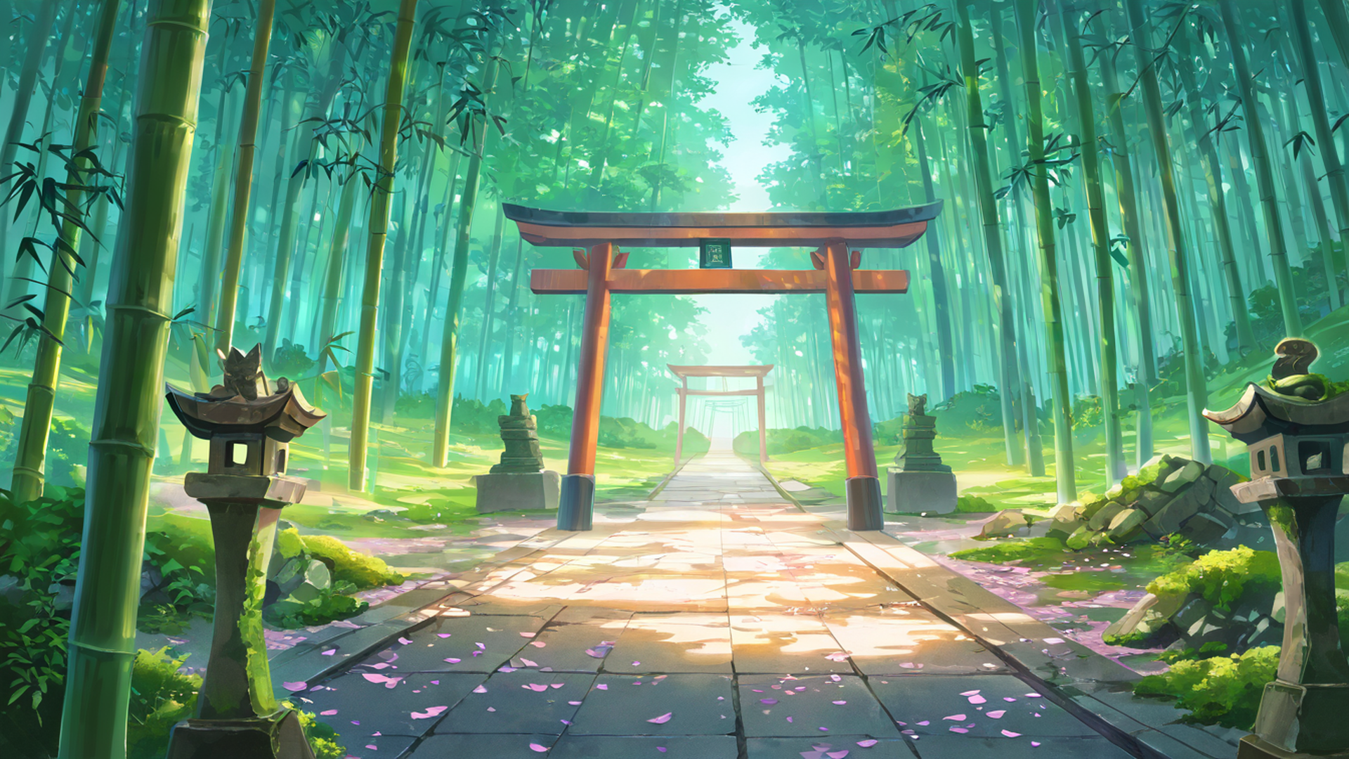 shrine torii lofi wallpaper