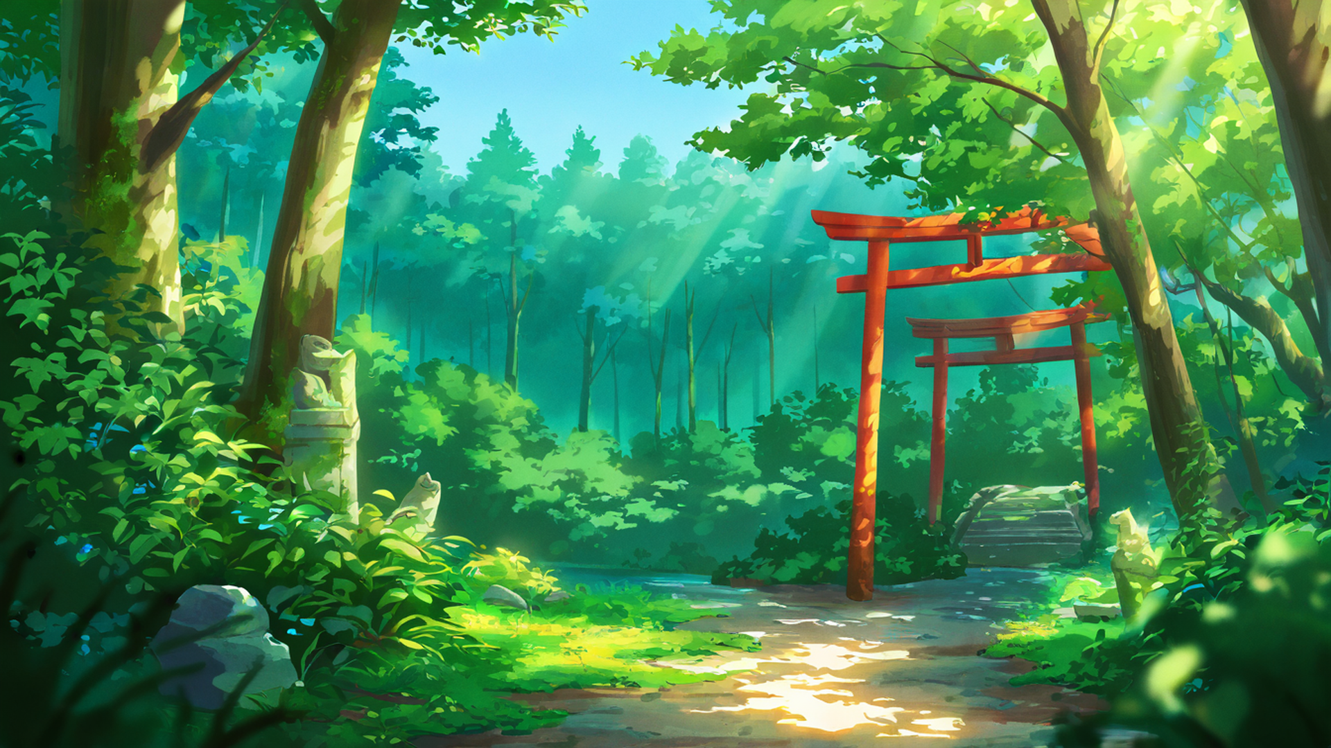shrine torii lofi wallpaper