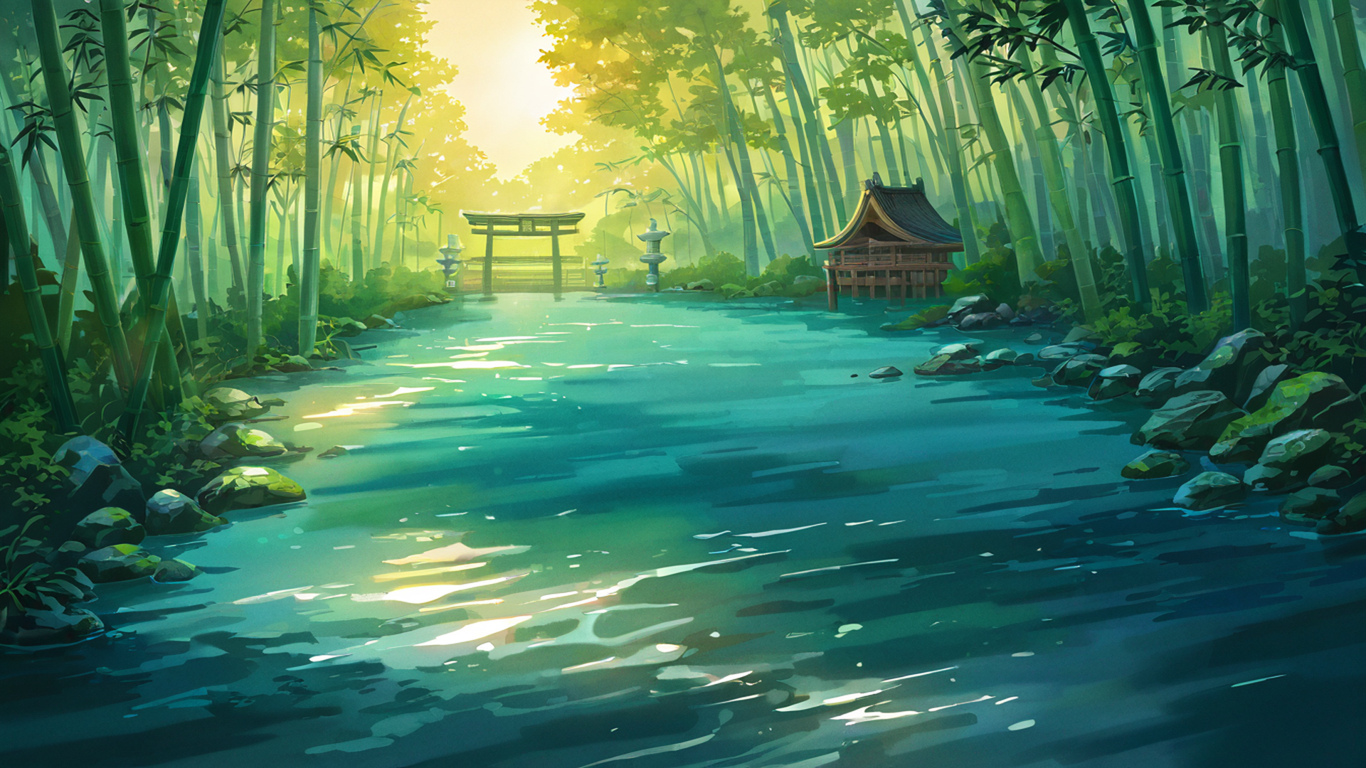 shrine torii lofi wallpaper