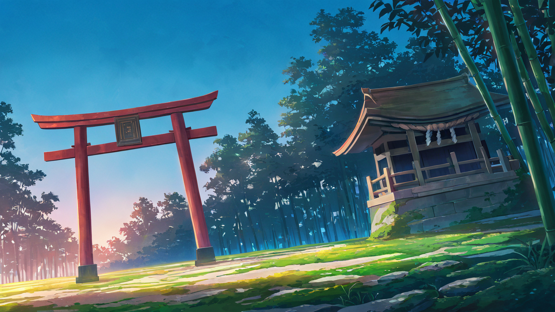 shrine torii lofi wallpaper