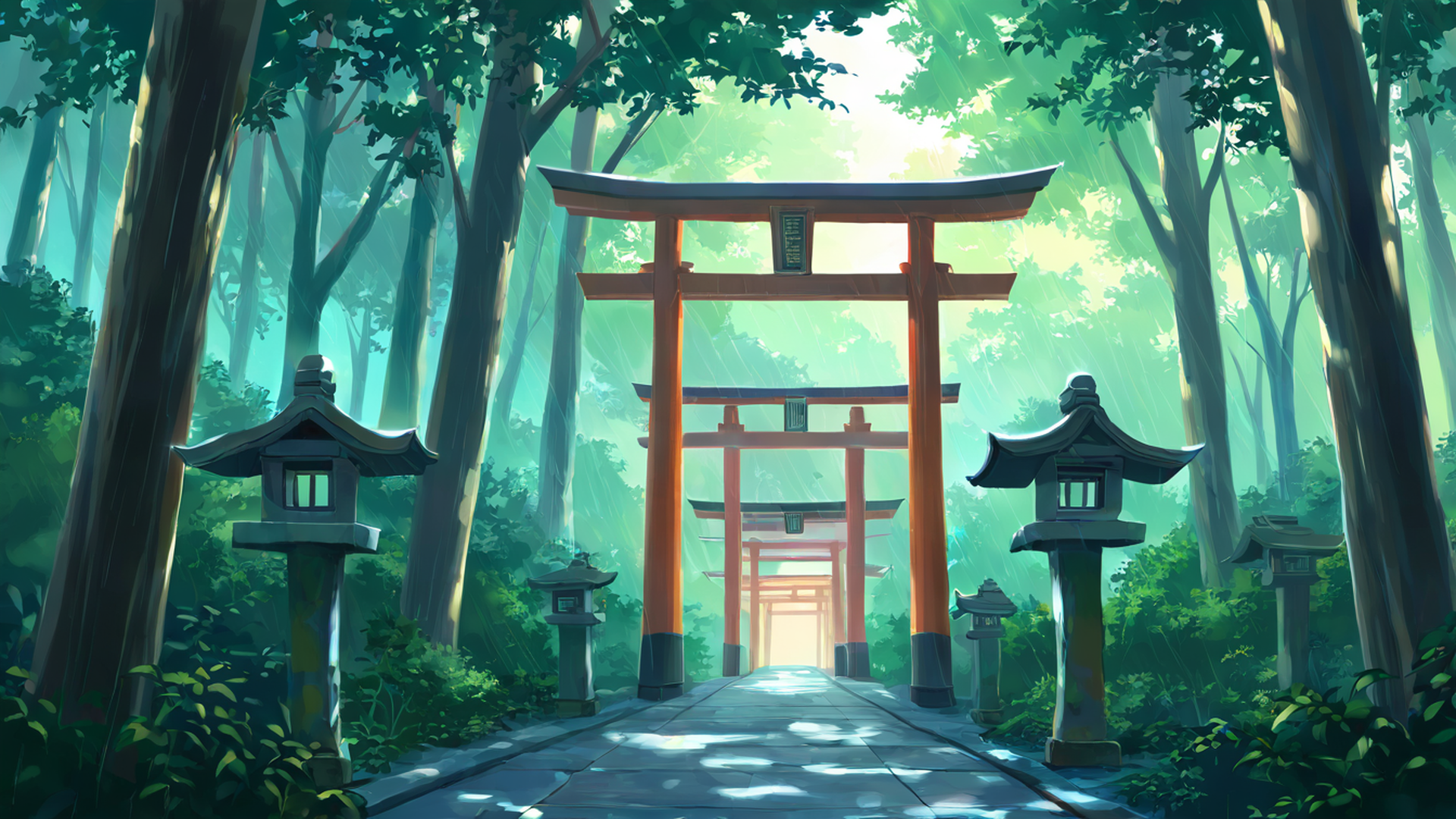 shrine torii lofi wallpaper