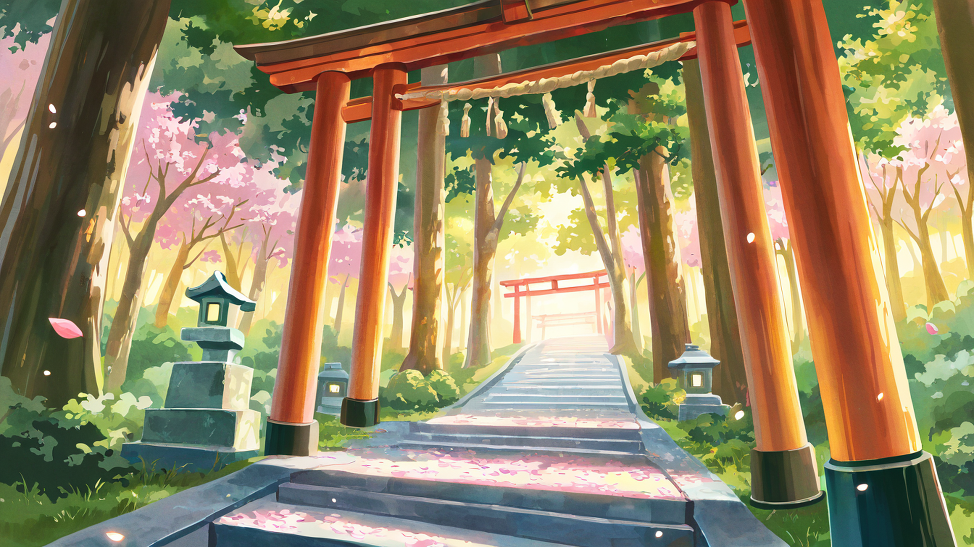 shrine torii lofi wallpaper