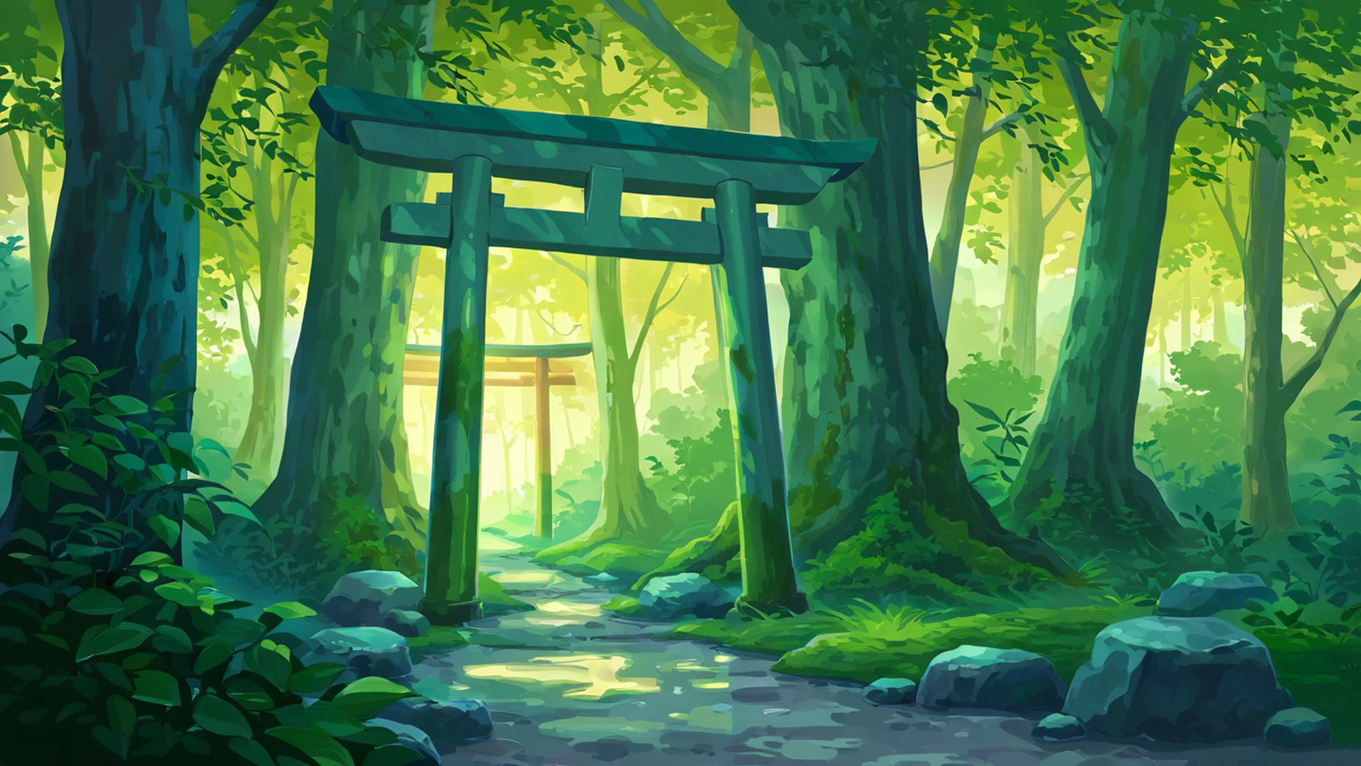 shrine torii lofi wallpaper