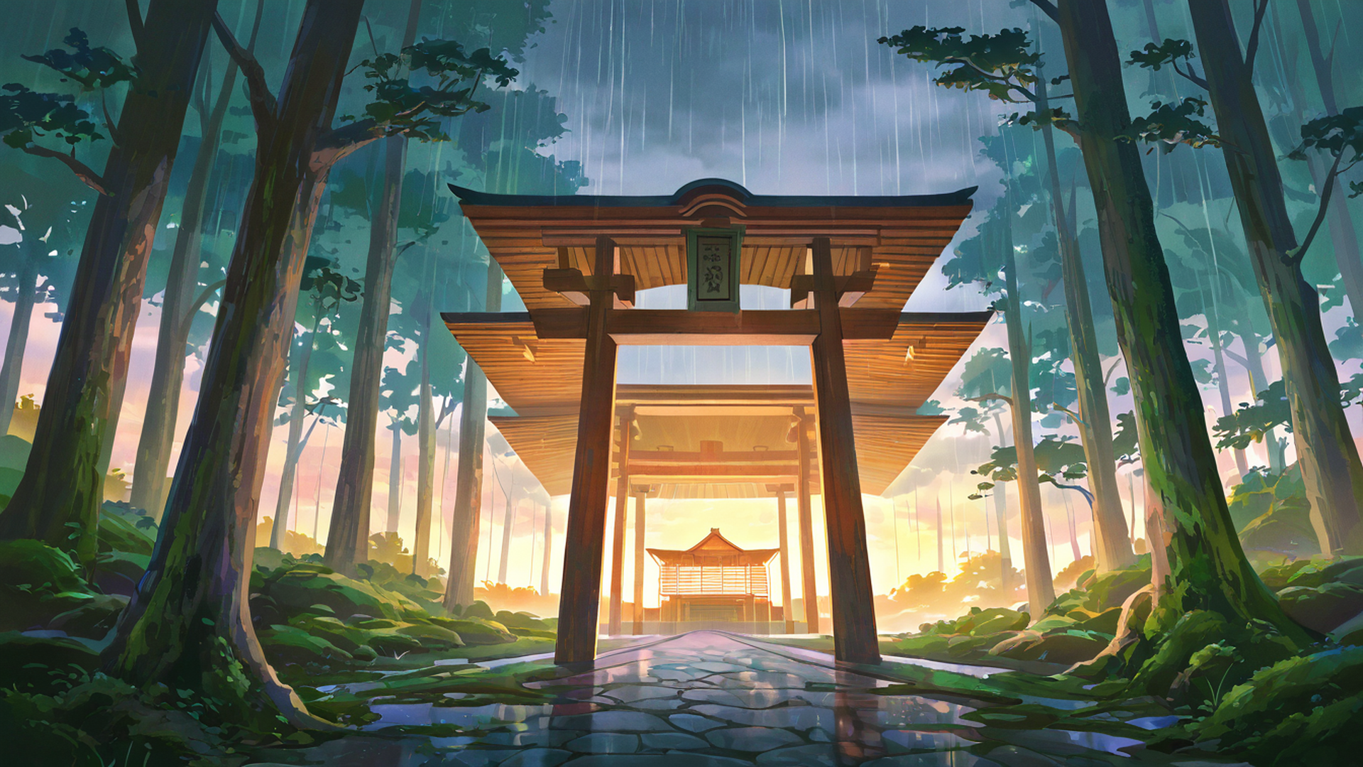 shrine torii lofi wallpaper