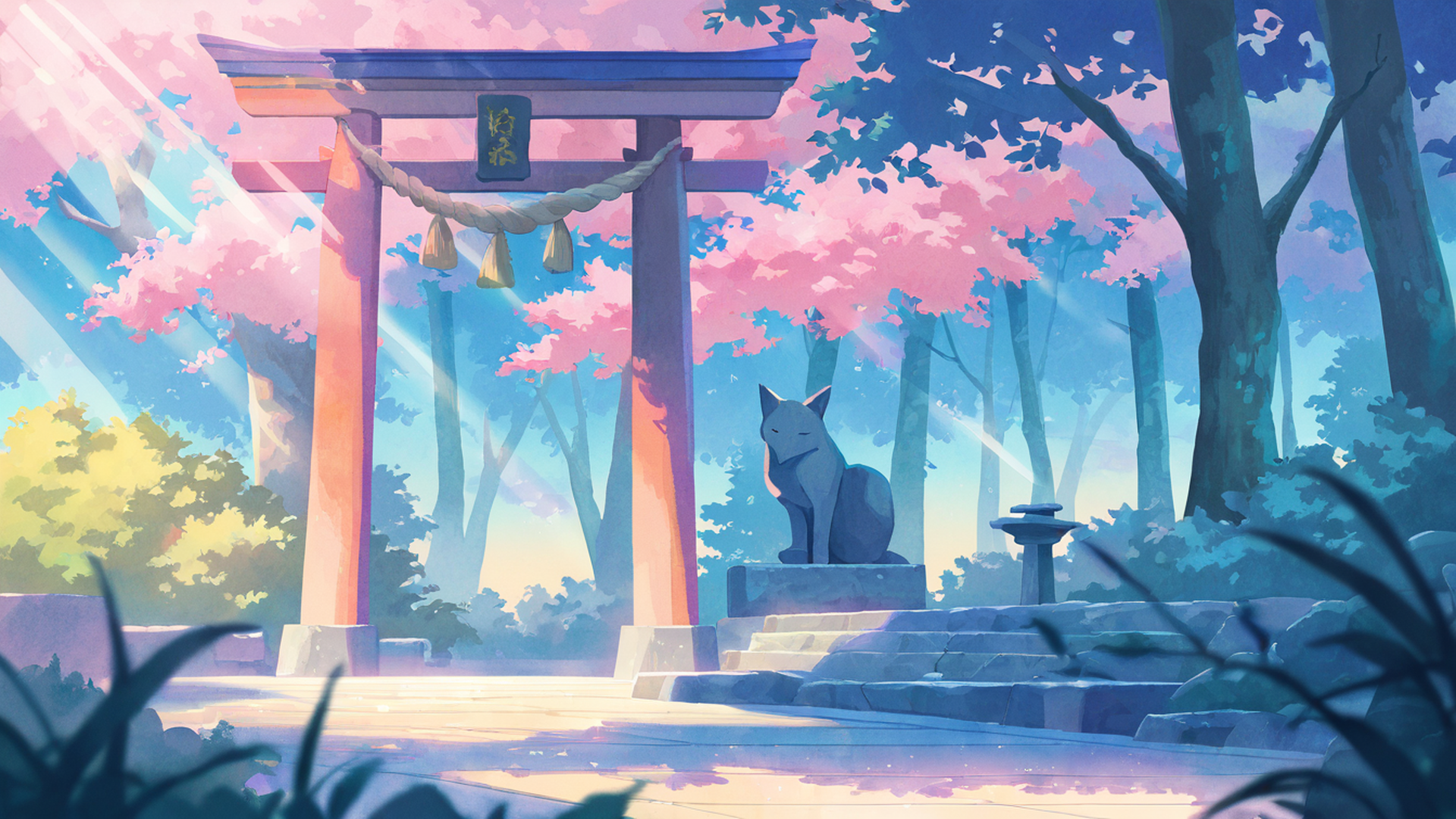 shrine torii lofi wallpaper