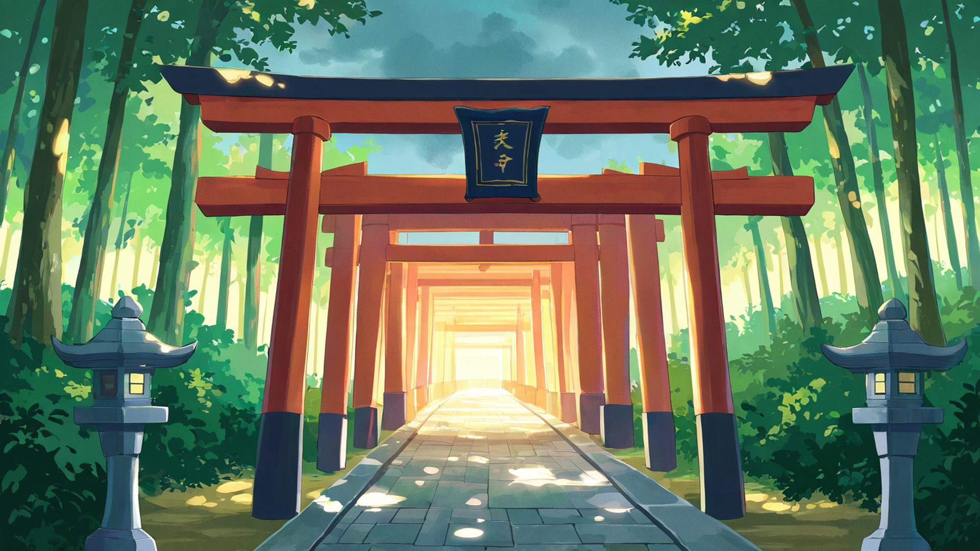 shrine torii lofi wallpaper