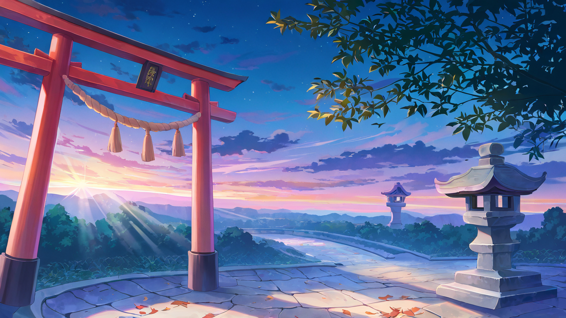shrine torii lofi wallpaper