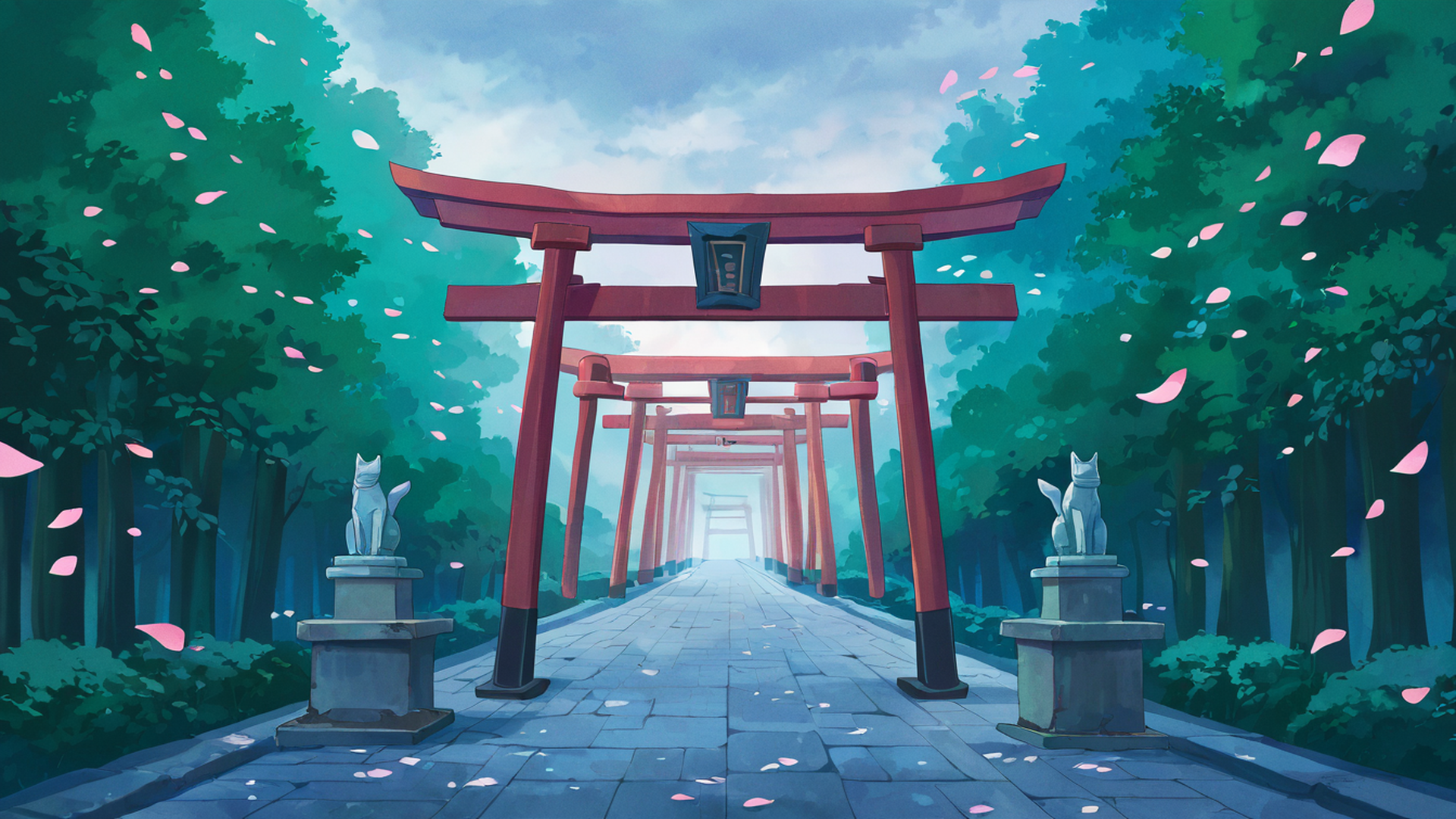shrine torii lofi wallpaper