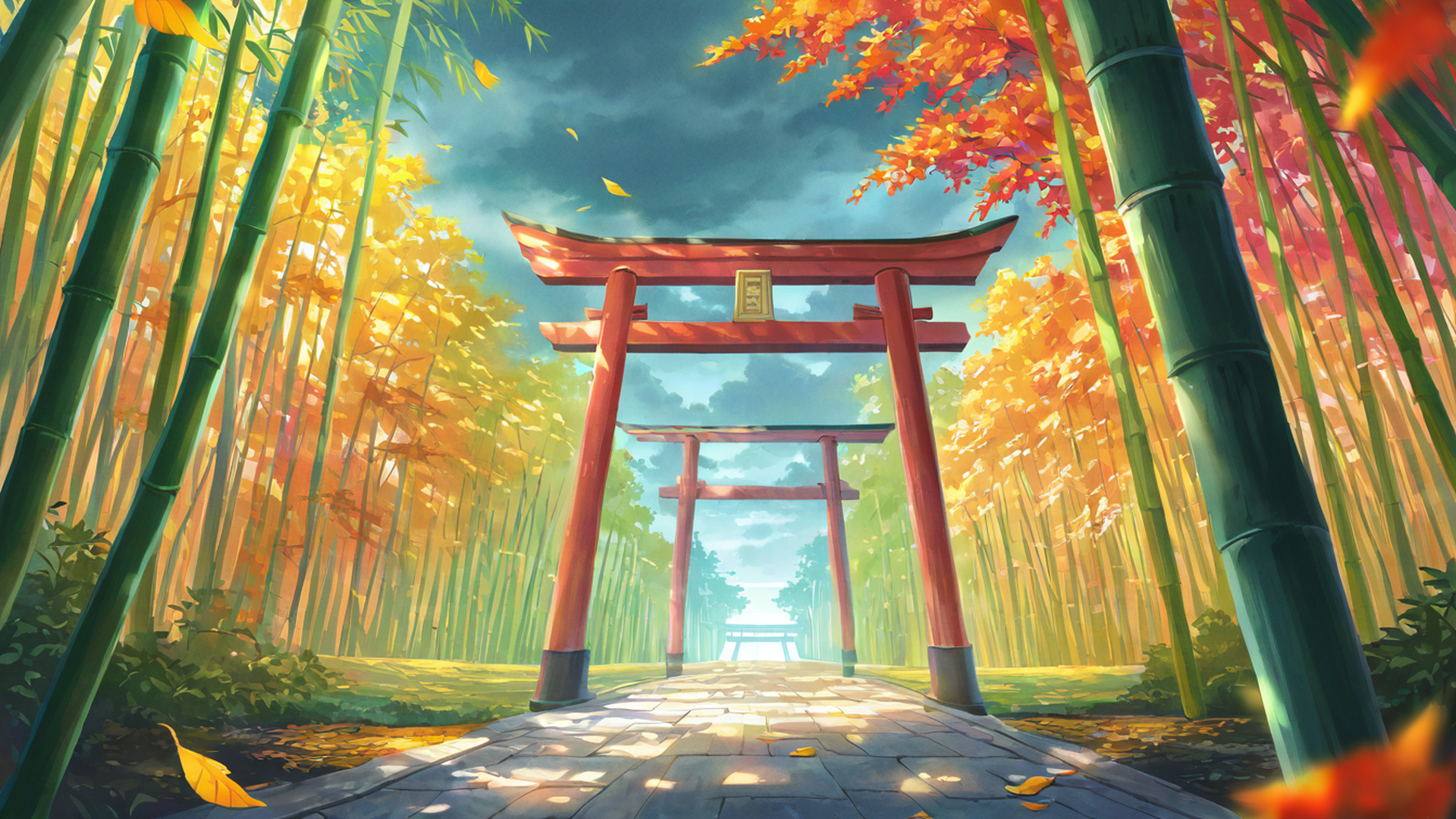 shrine torii lofi wallpaper