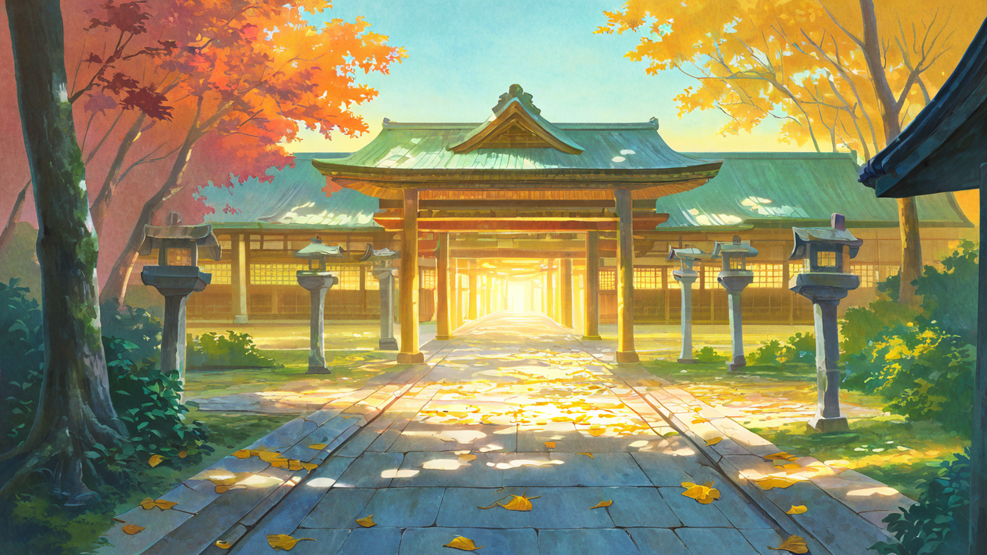 shrine torii lofi wallpaper