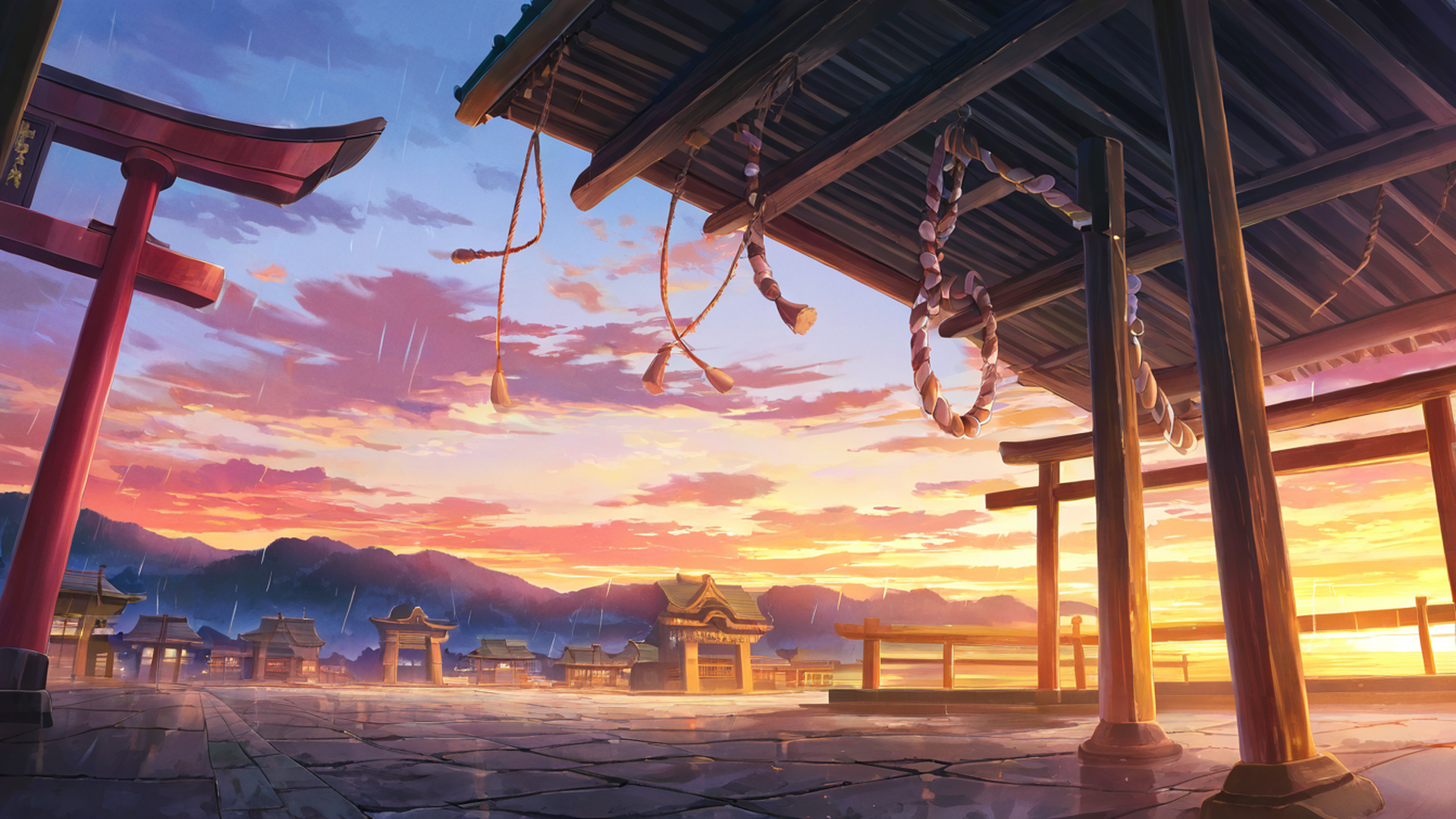 shrine torii lofi wallpaper