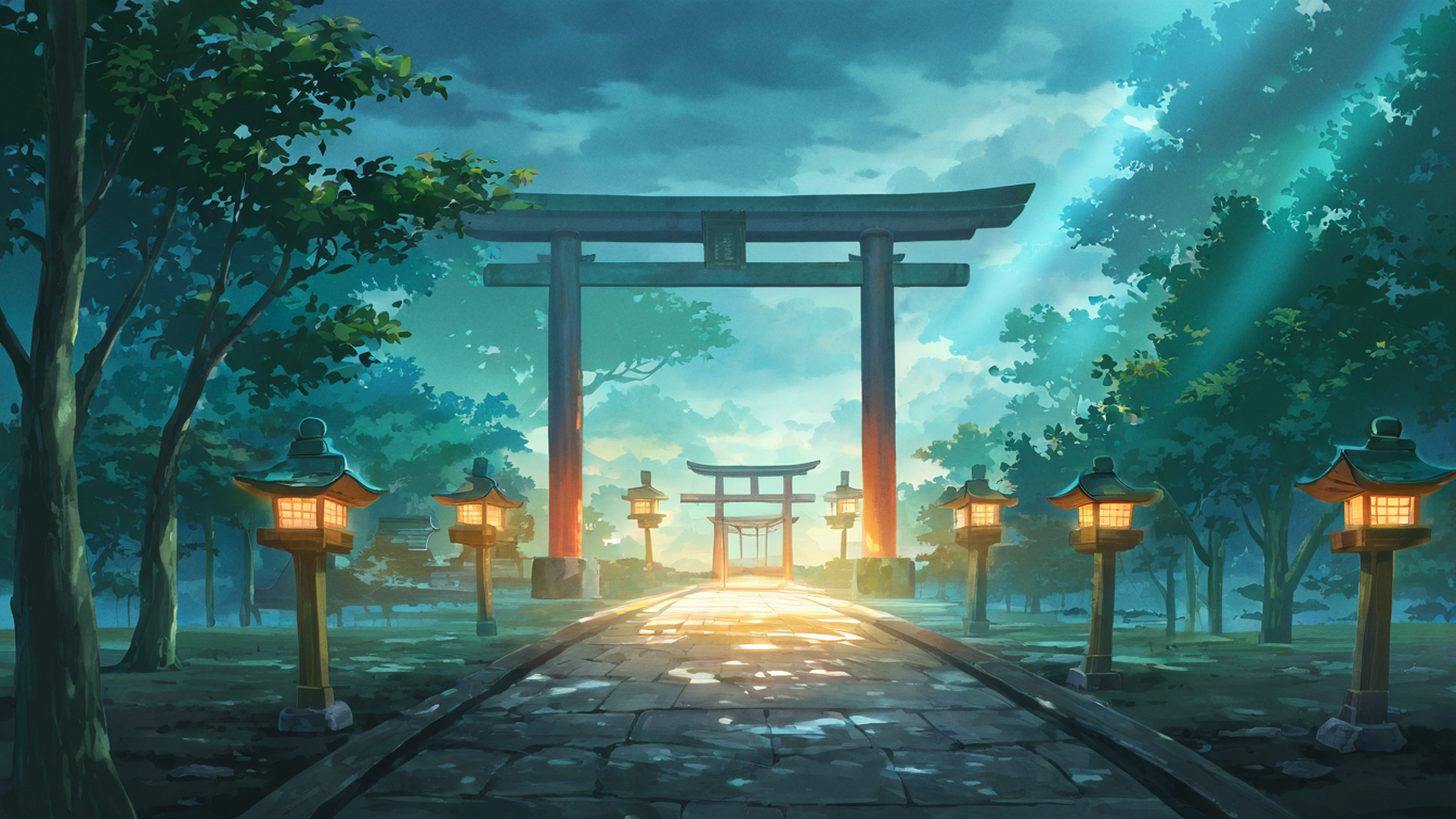 shrine torii lofi wallpaper