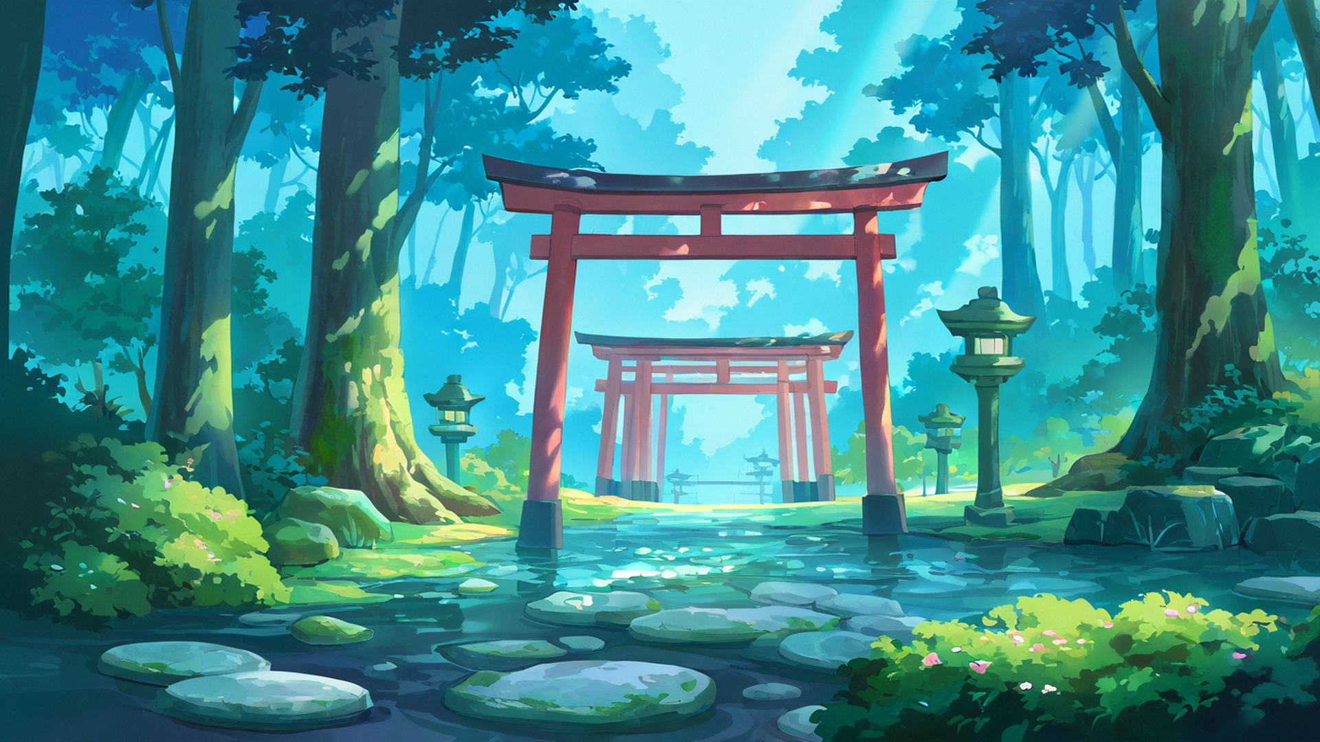 shrine torii lofi wallpaper