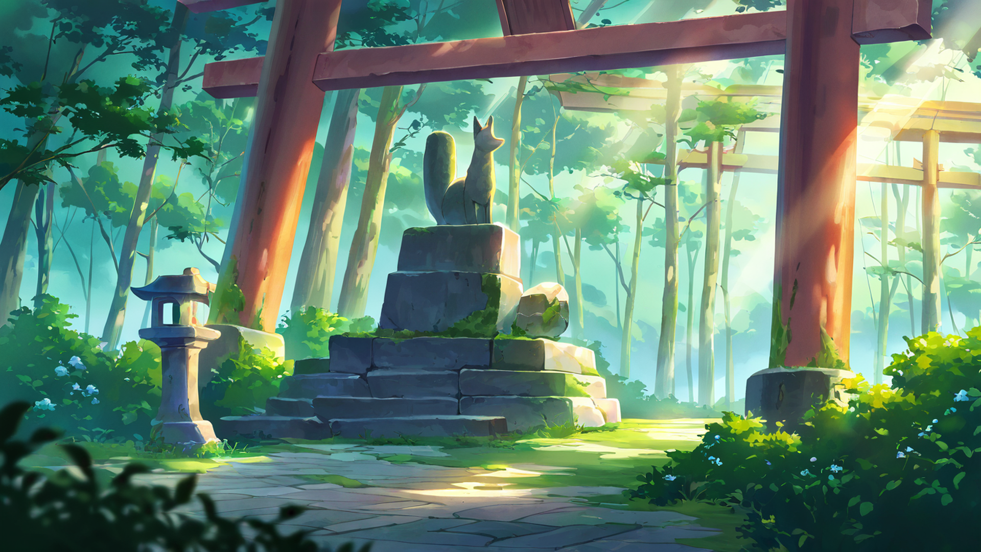 shrine torii lofi wallpaper