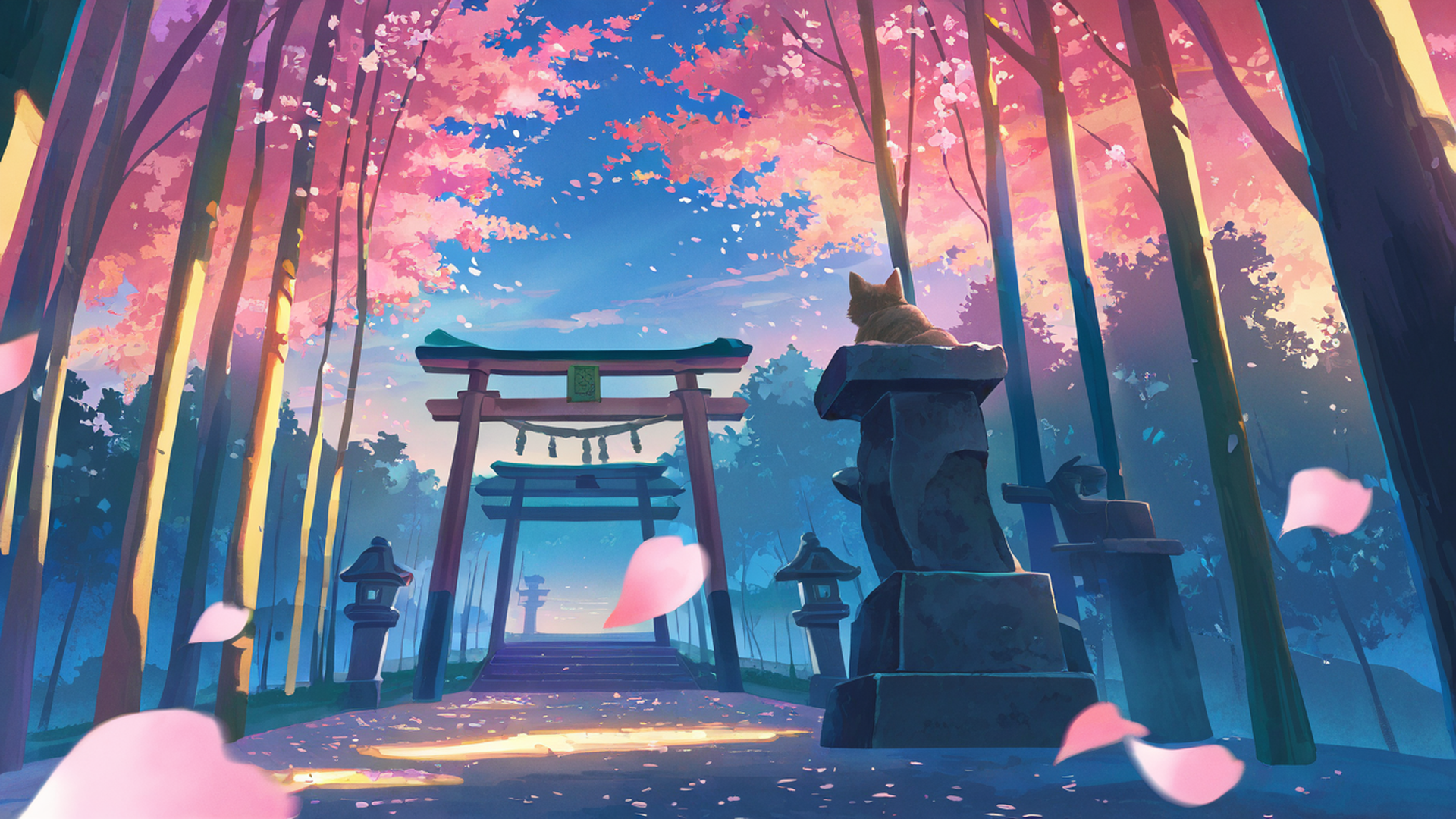 shrine torii lofi wallpaper