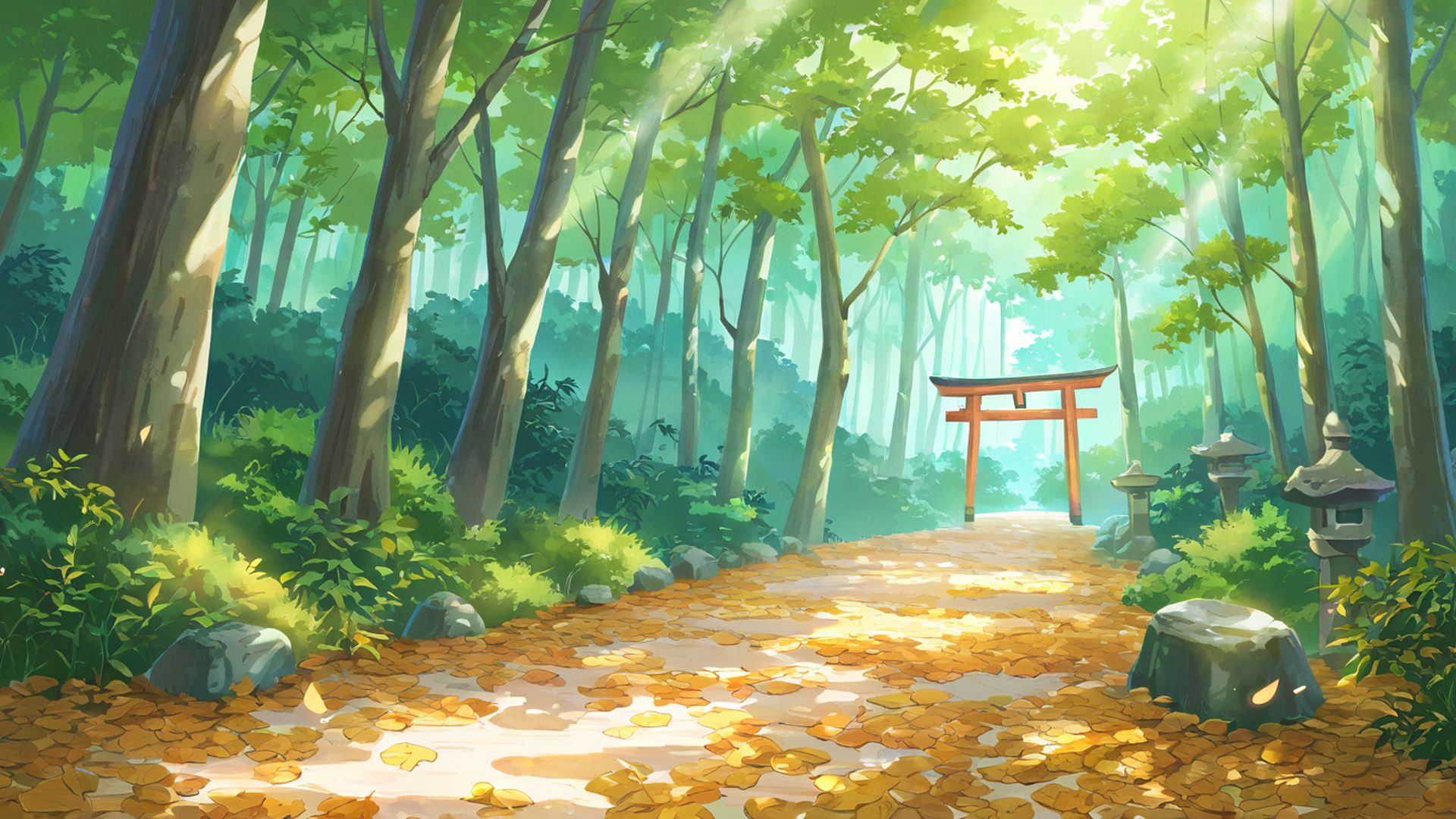 shrine torii lofi wallpaper