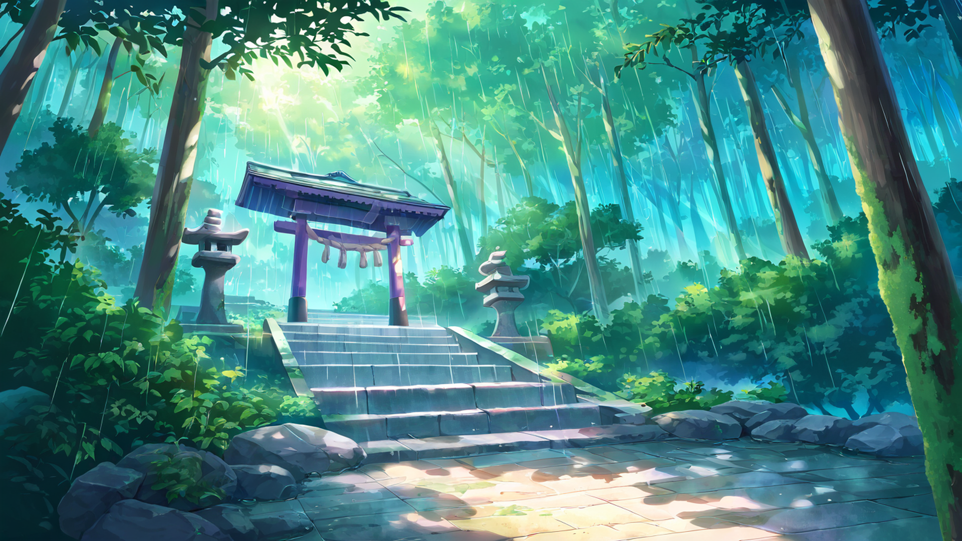 shrine torii lofi wallpaper