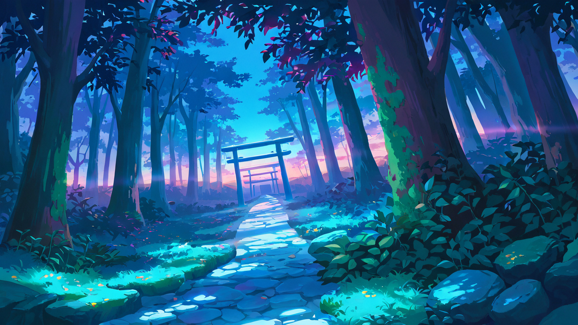 shrine torii lofi wallpaper