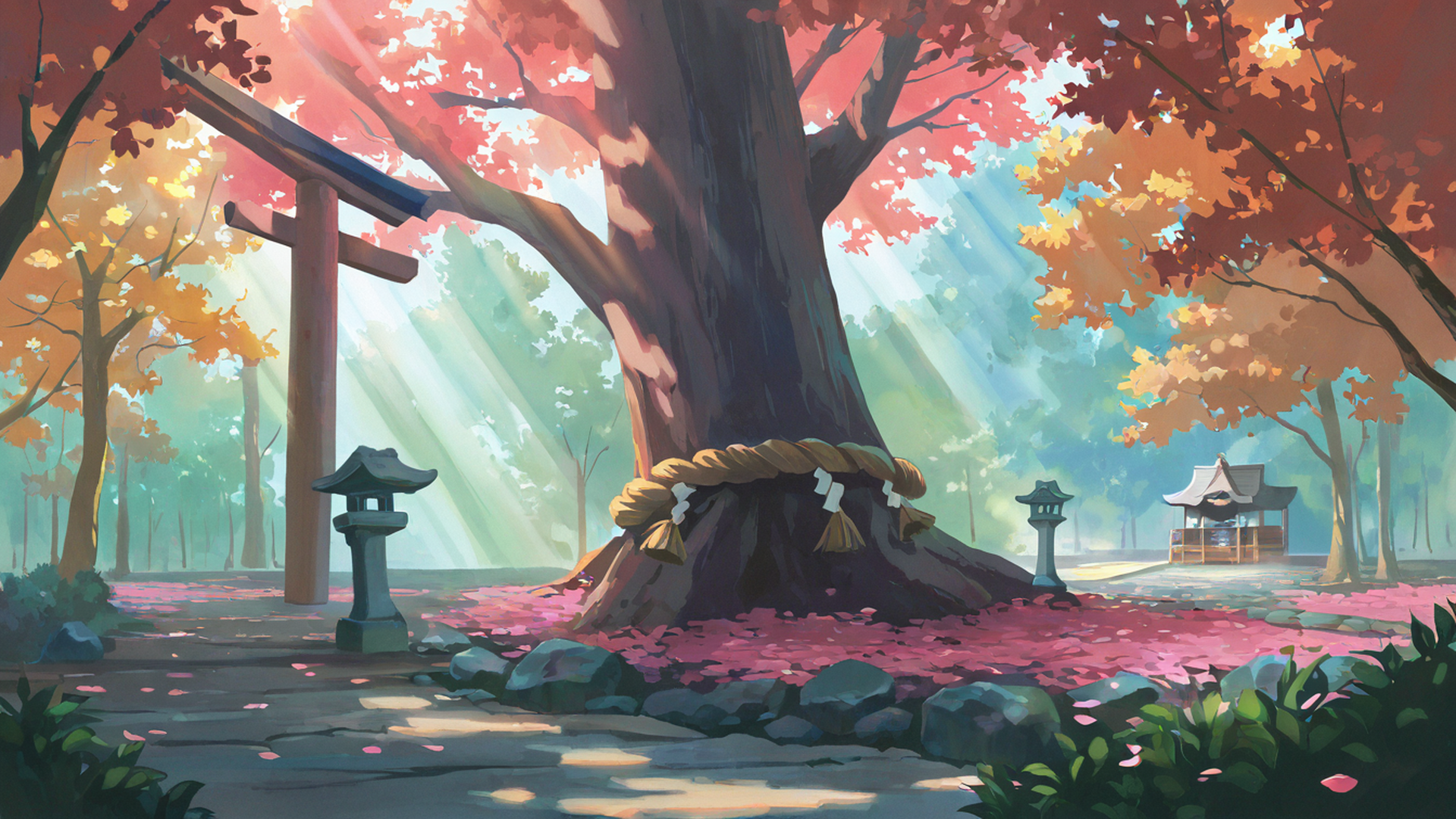 shrine torii lofi wallpaper
