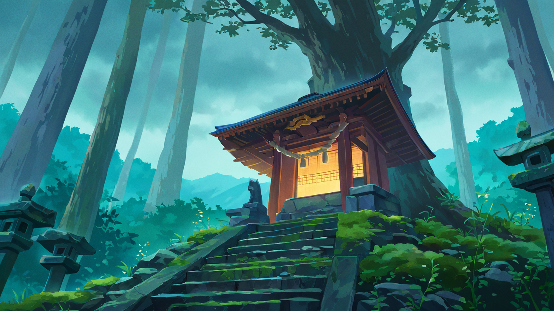 shrine torii lofi wallpaper