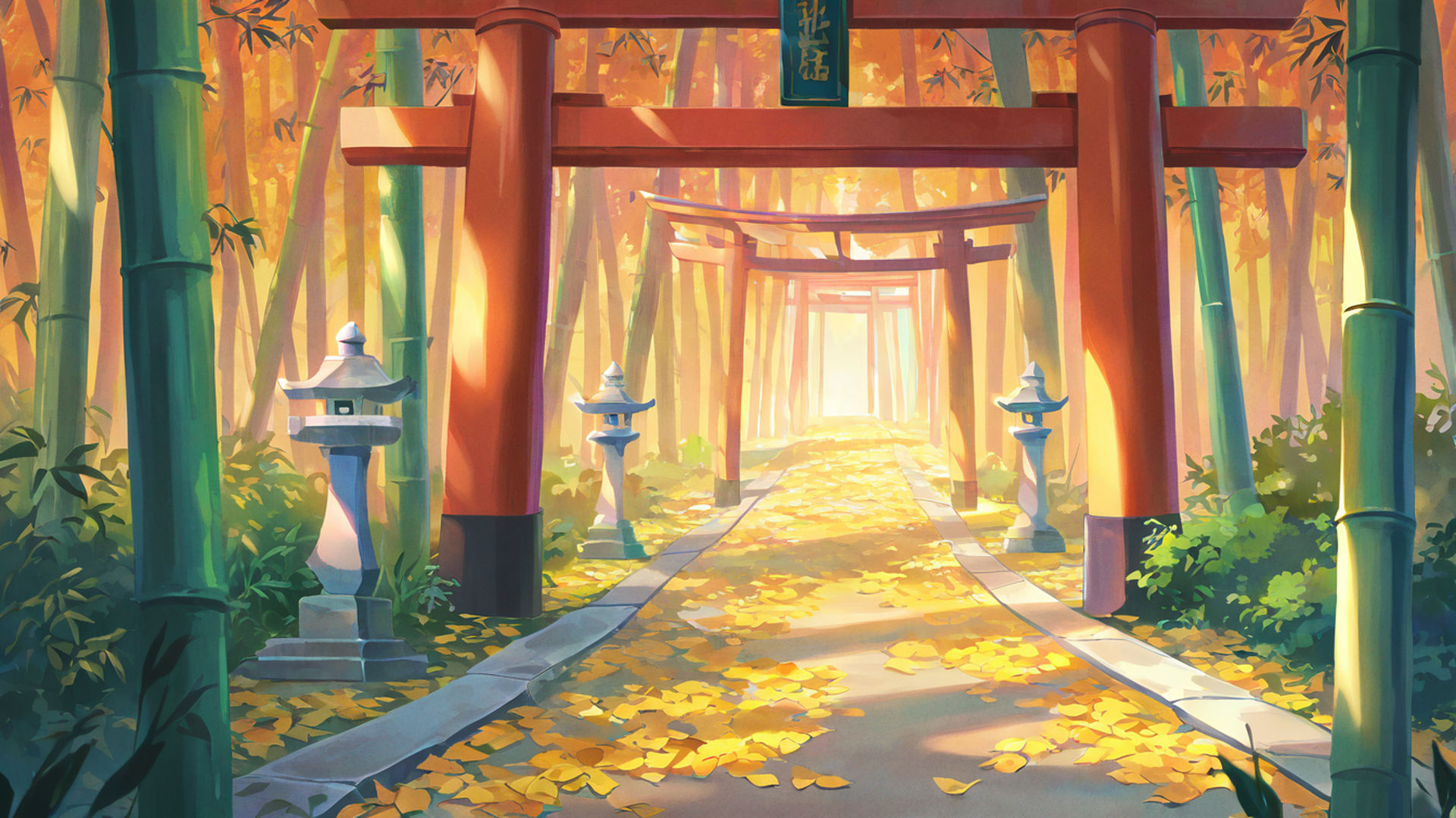 shrine torii lofi wallpaper
