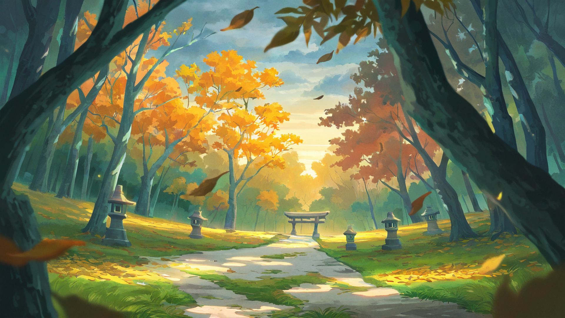 shrine torii lofi wallpaper