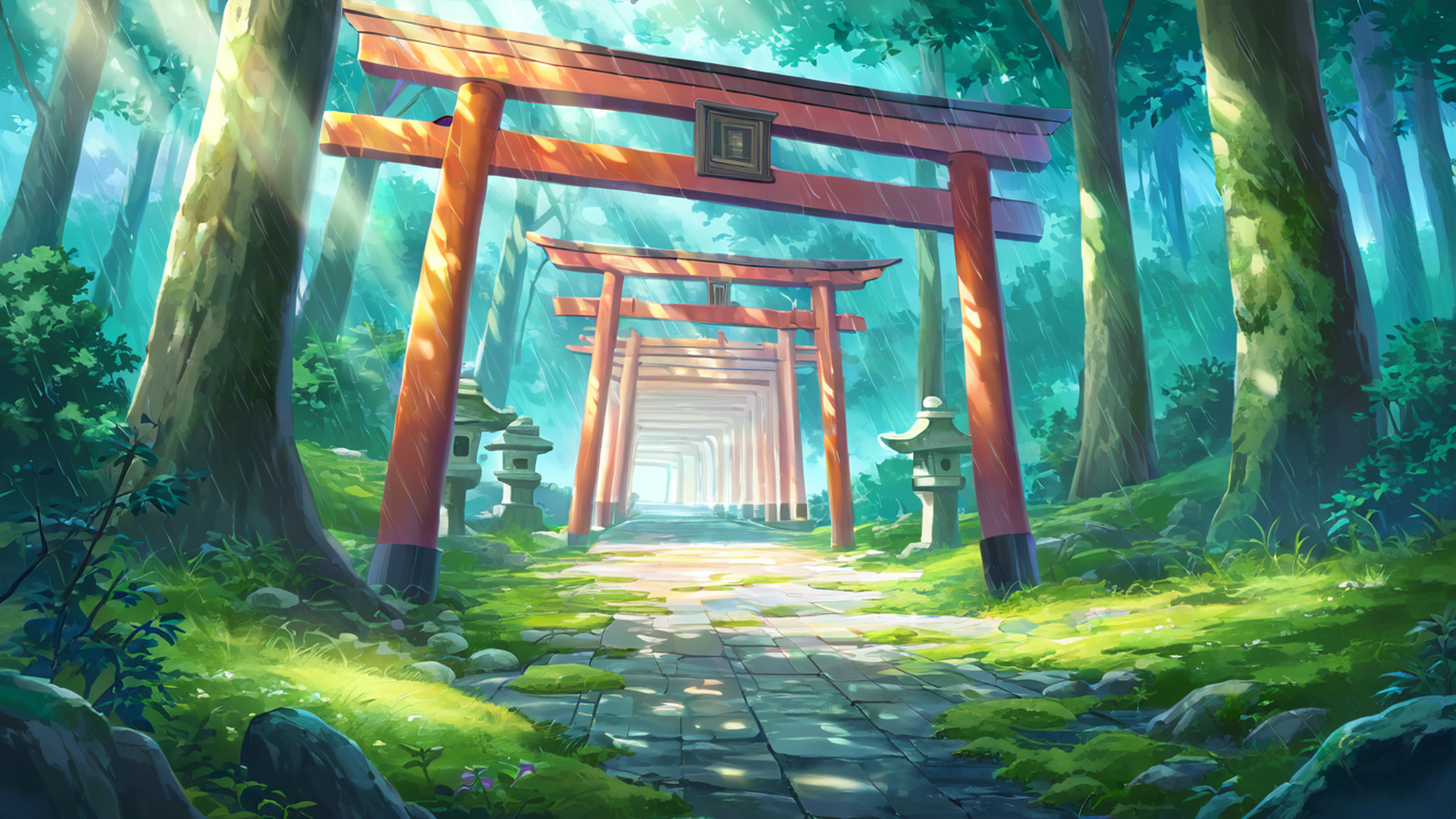 shrine torii lofi wallpaper