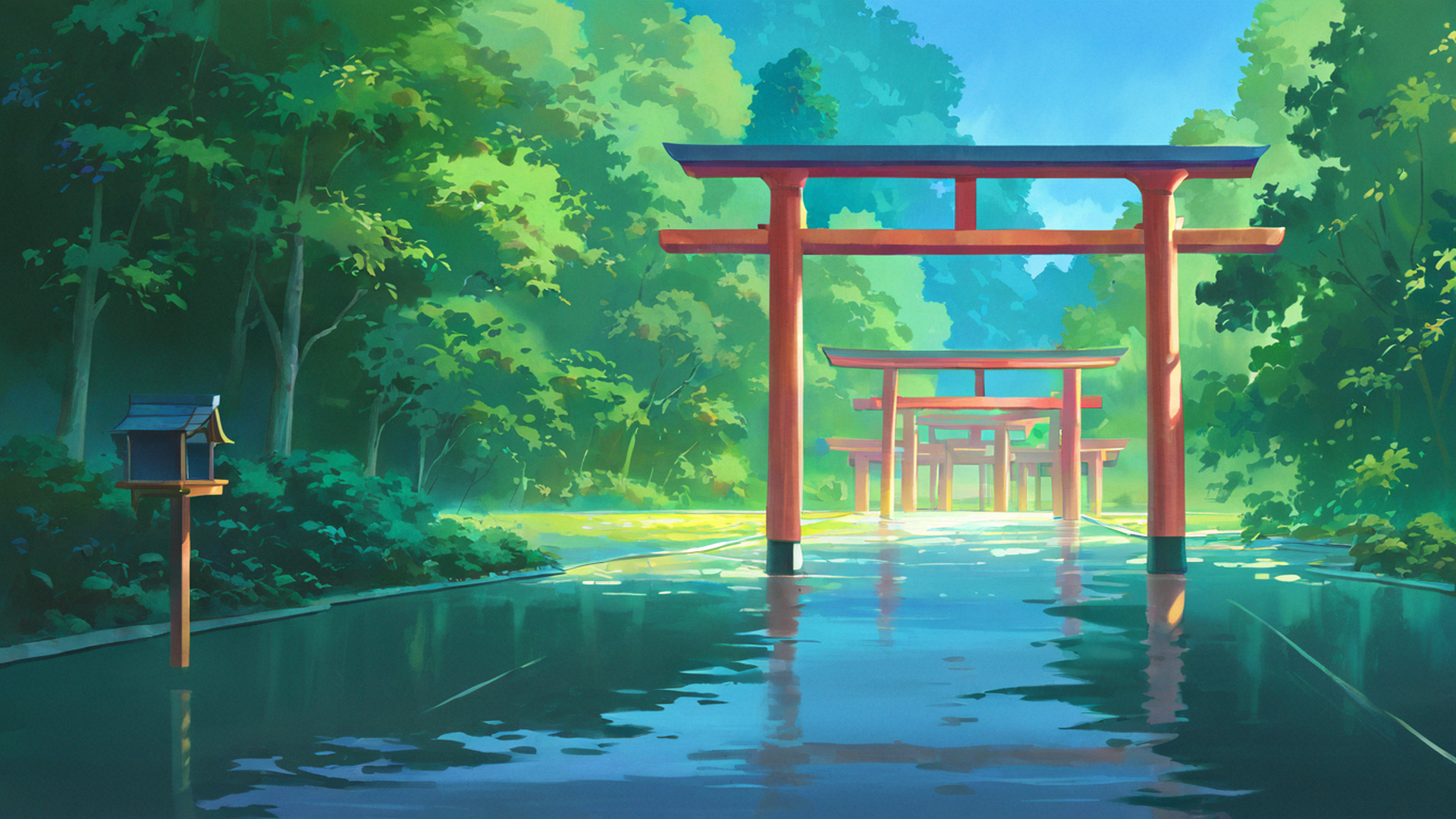 shrine torii lofi wallpaper