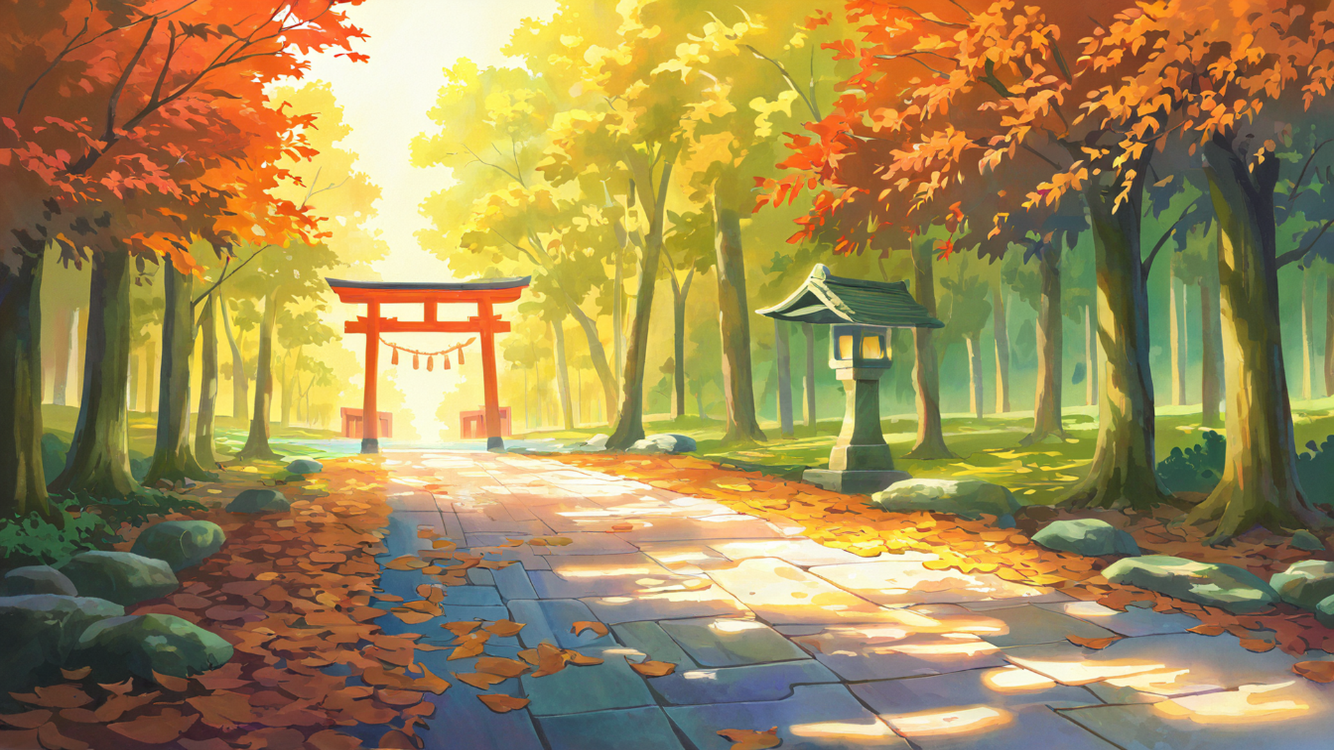 shrine torii lofi wallpaper
