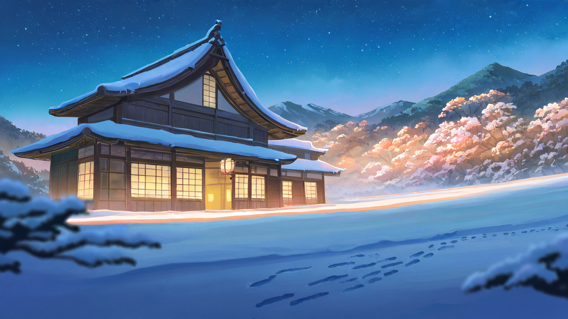 Snowy Mountain Village Snowy Mountain Village 0473095331 lofi anime wallpaper free download