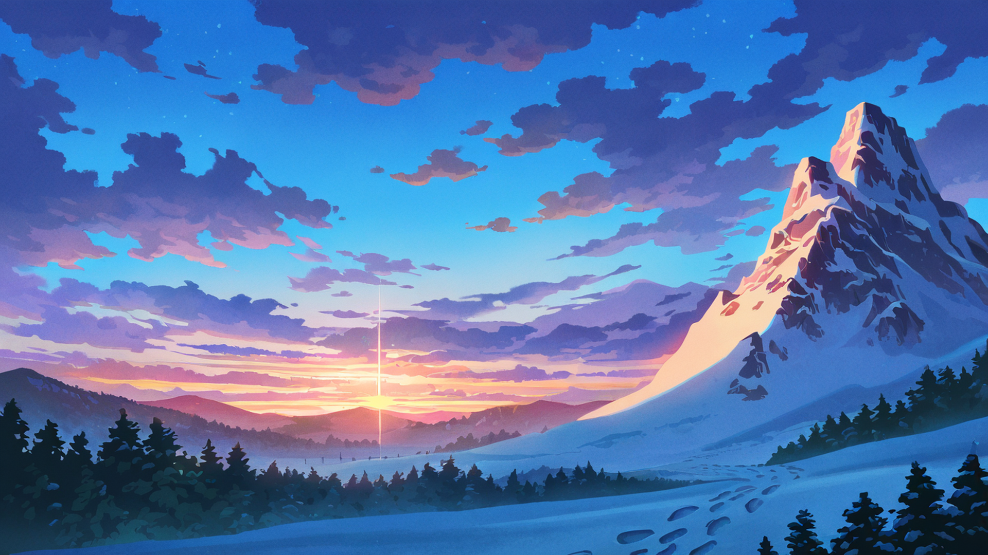 Snowy Mountain Village Snowy Mountain Village 1172434103 lofi anime wallpaper free download